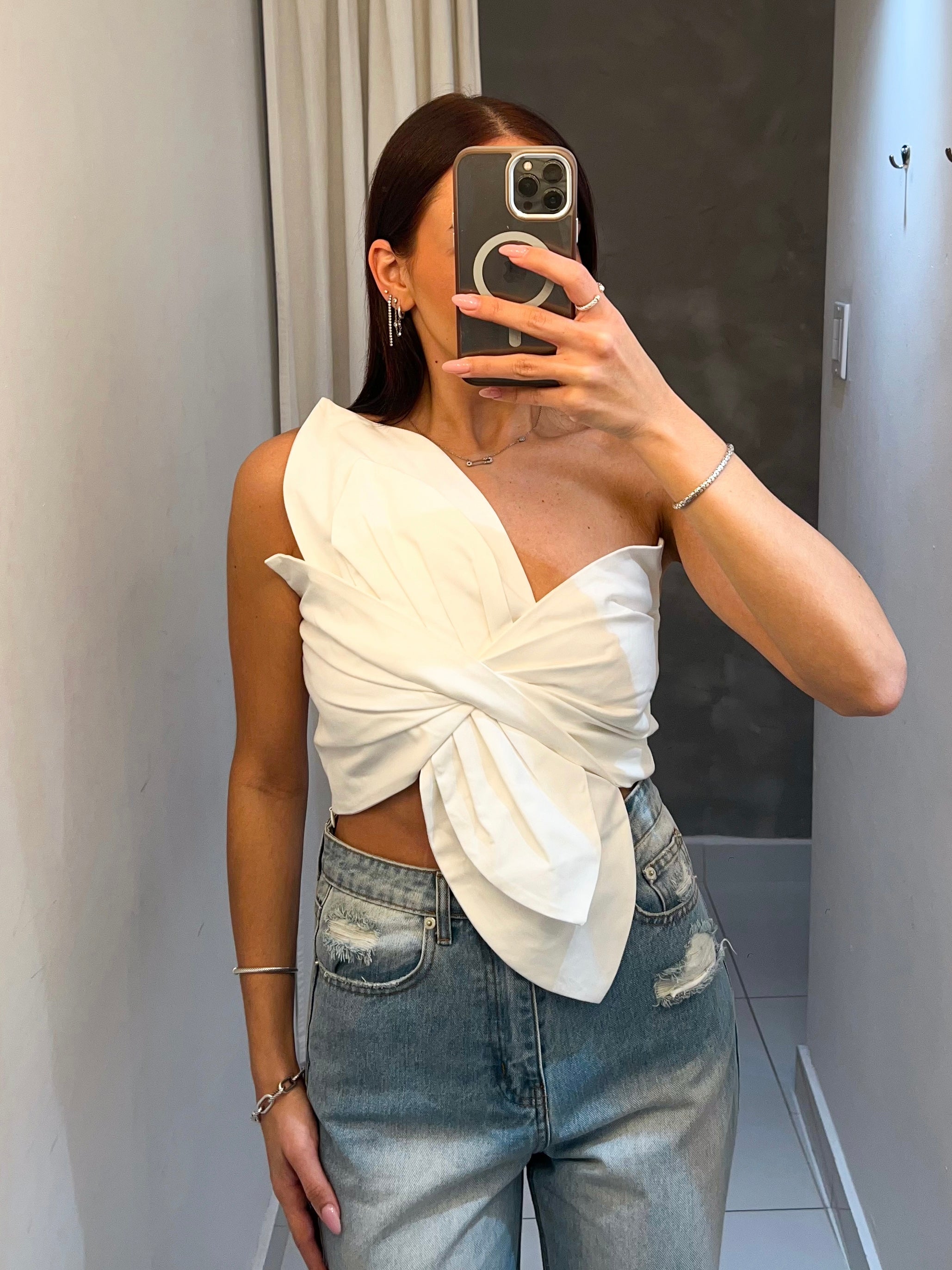 GIA KNOTTED TOP IN WHITE