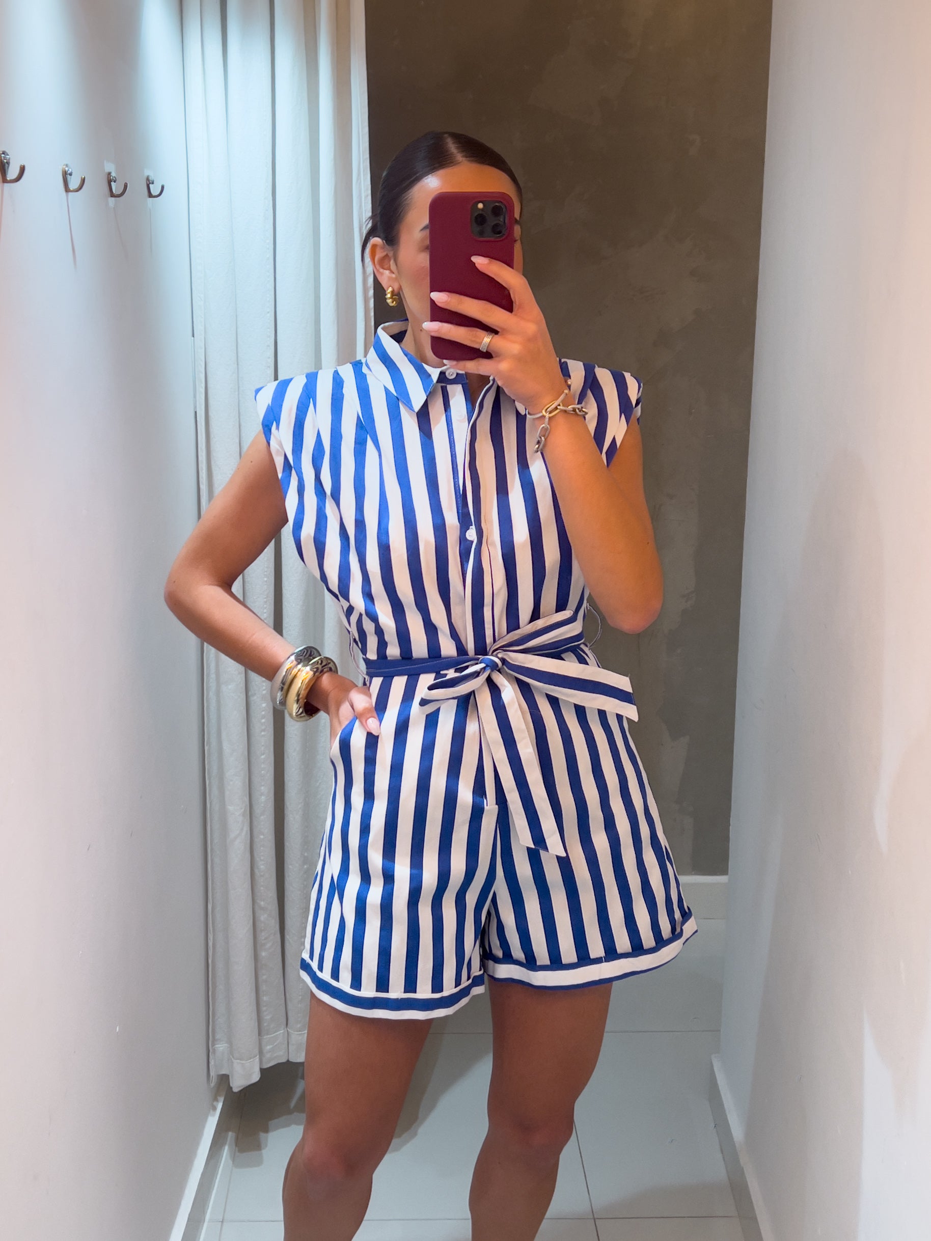 PATRICIA BLUE STRIPED ROMPER