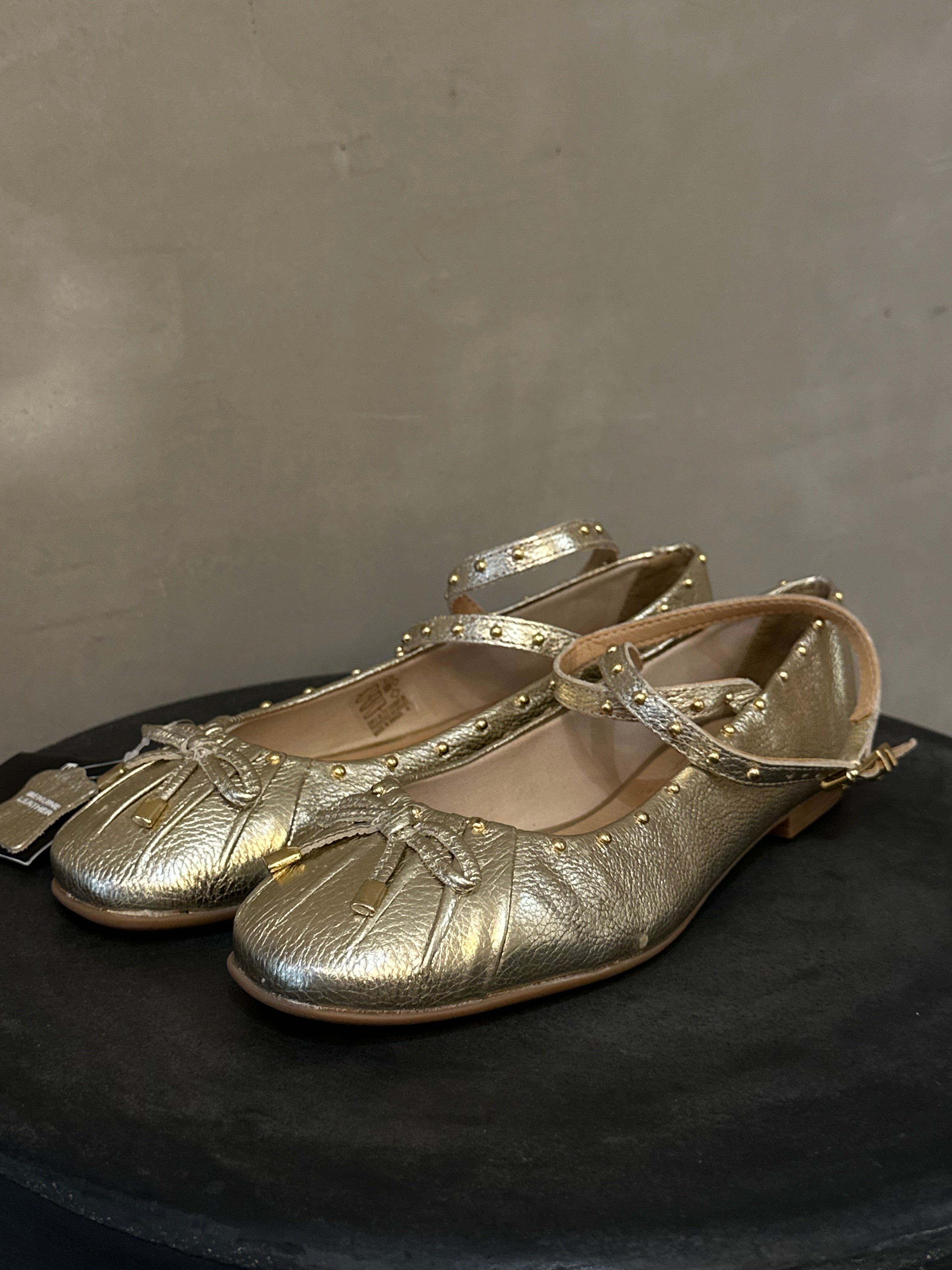 BELLA STUDDED BALLERINA IN GOLD