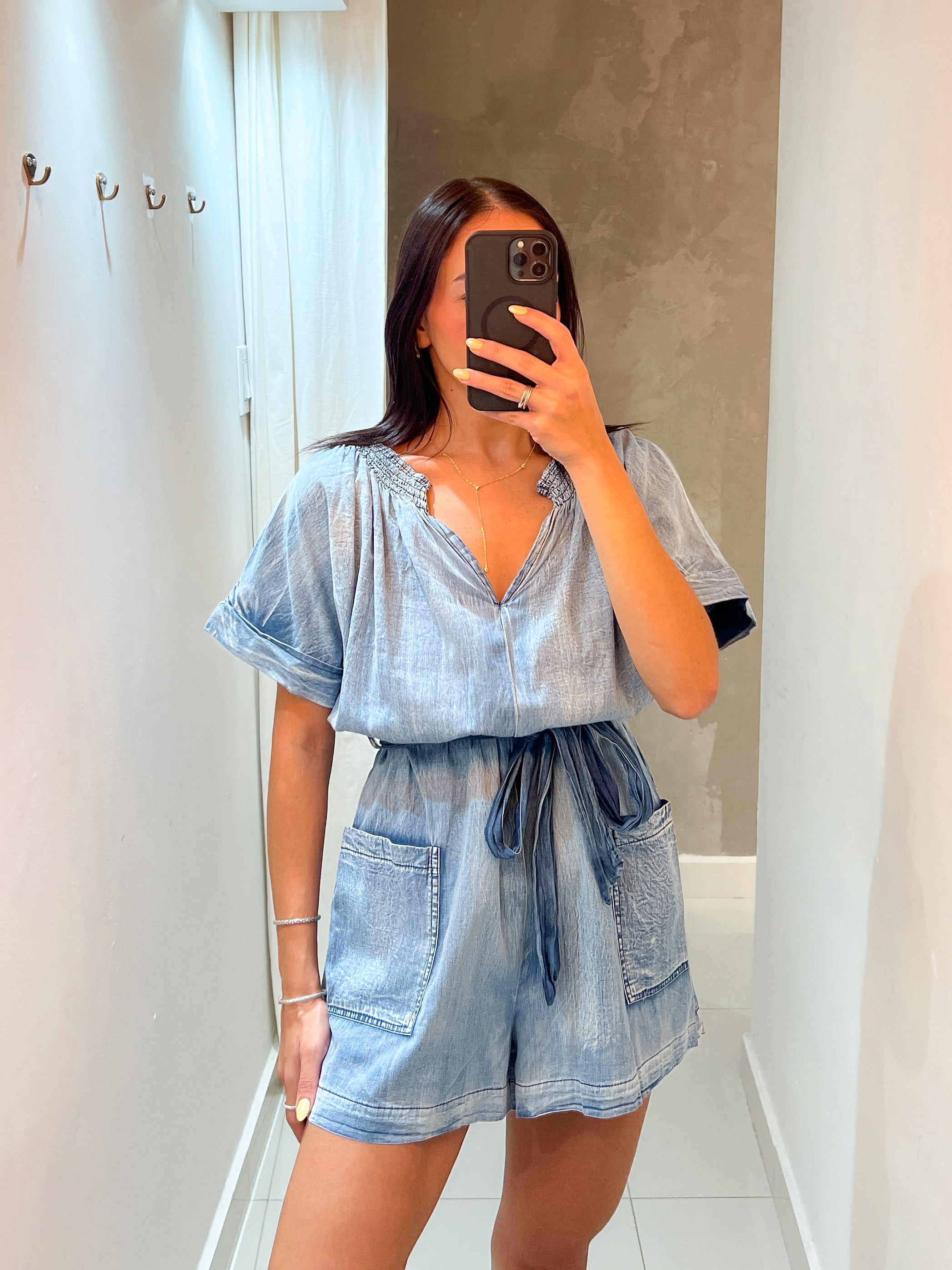 SASHA LIGHT WASH ROMPER