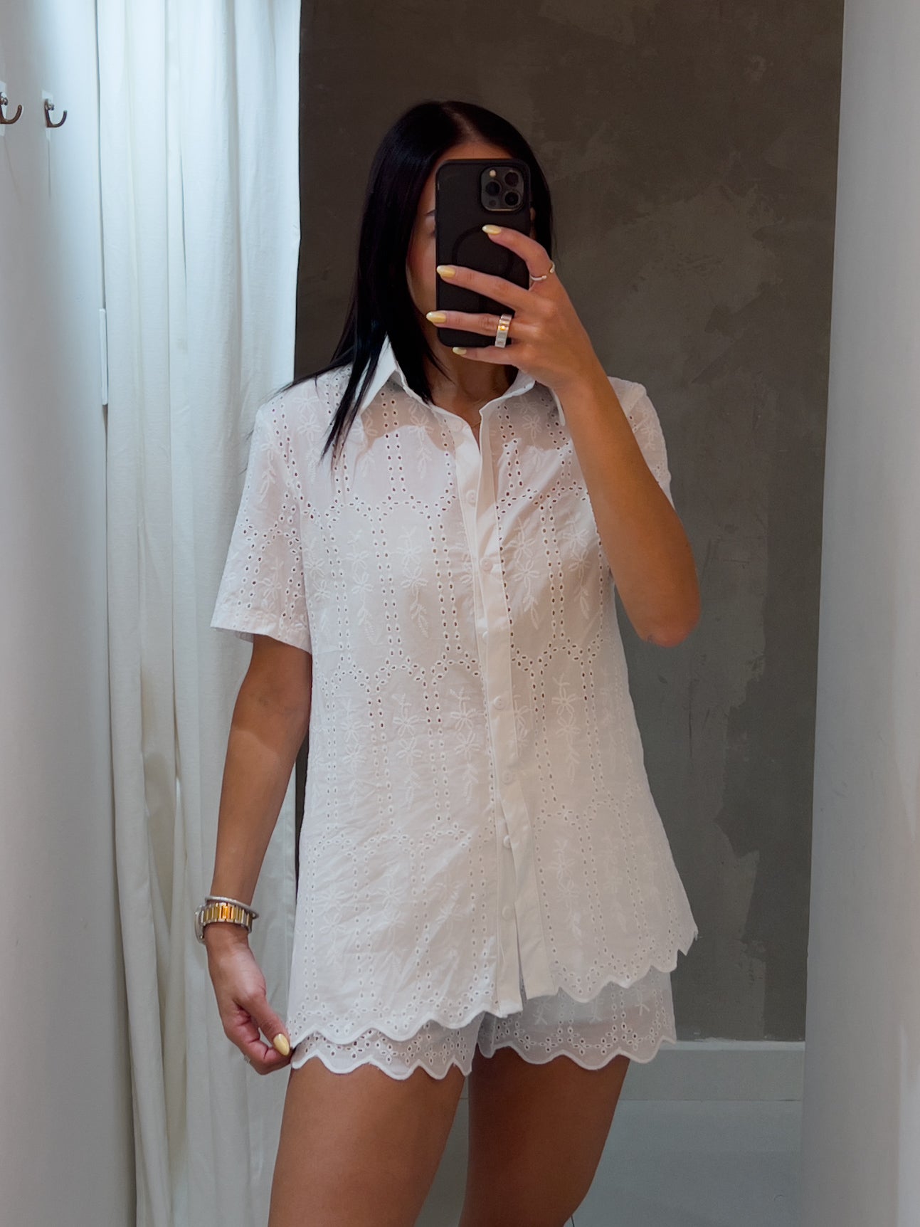 SARAHI EYELET WHITE SHORTS SET