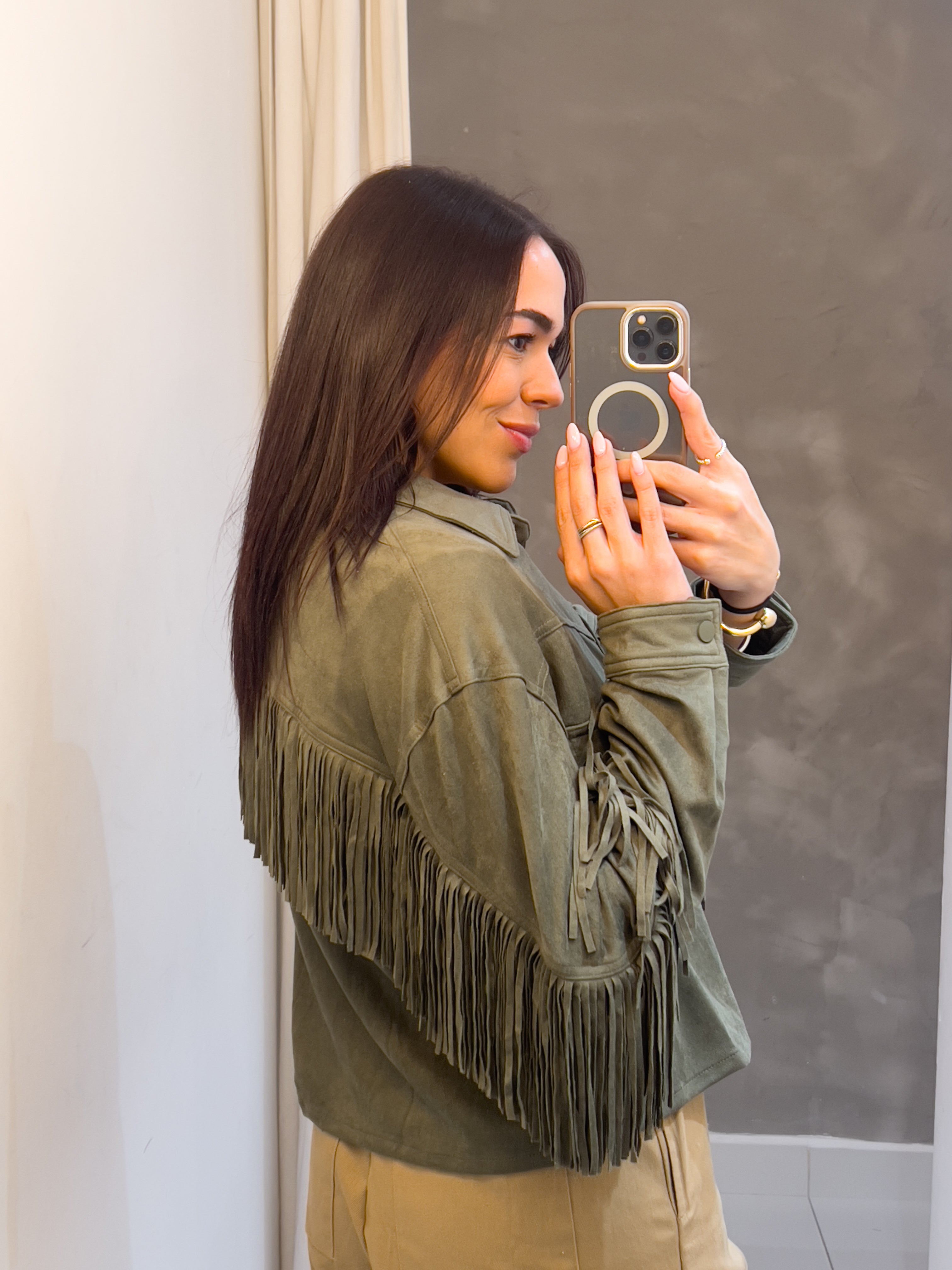 DOLLY OLIVE FRINGE JACKET