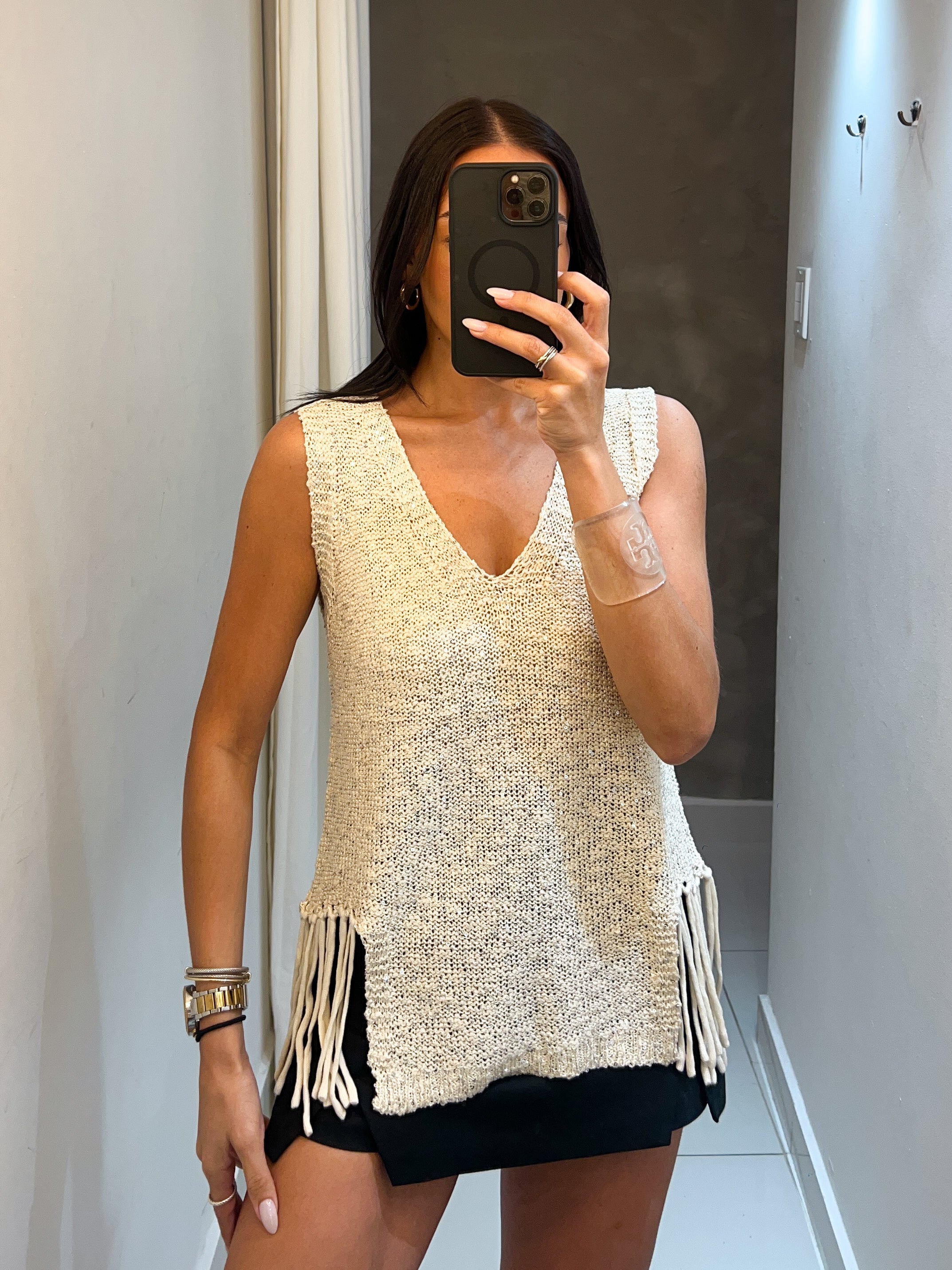 ESTHER IVORY SEQUINS TOP