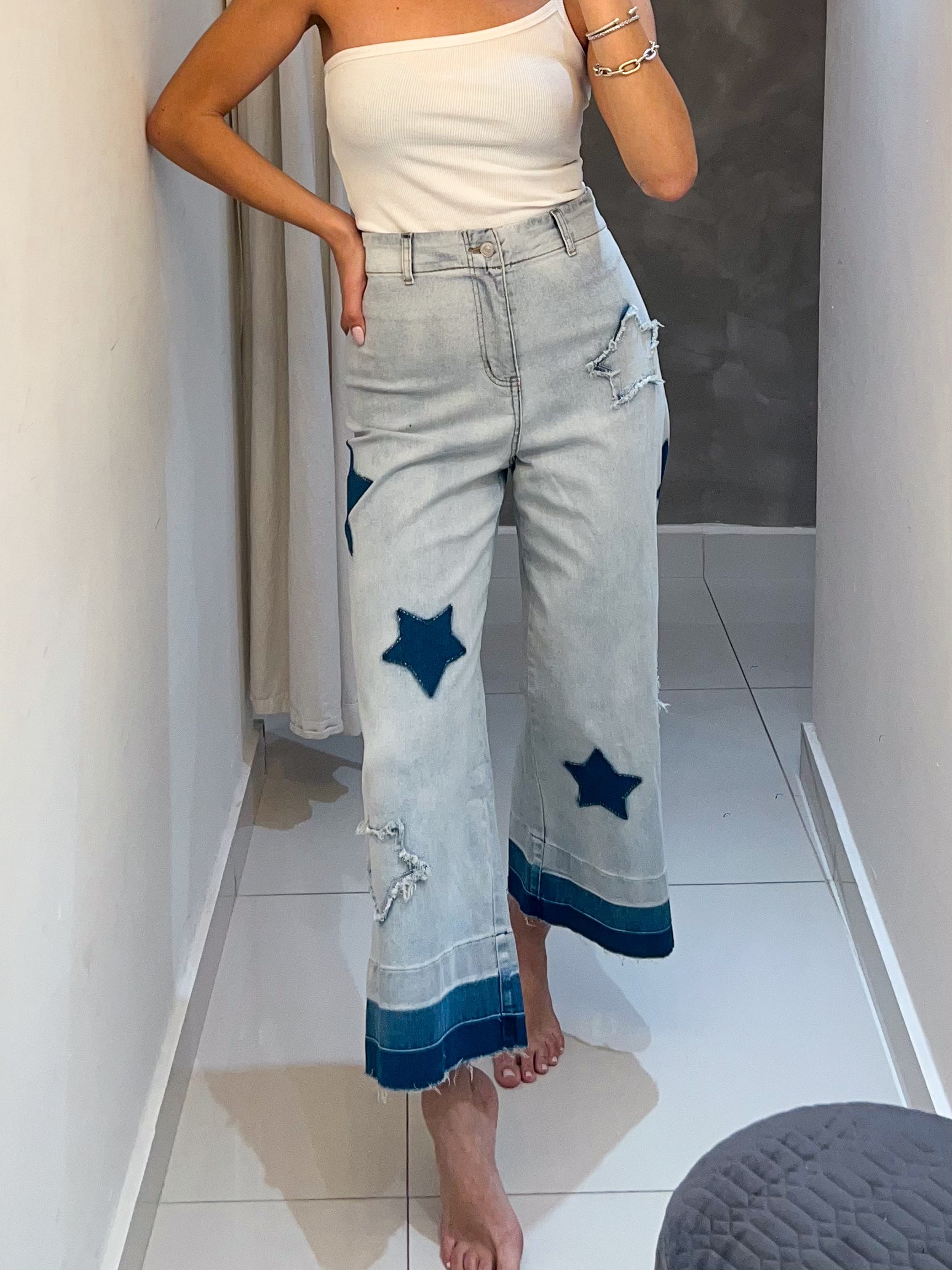 STELLA WASHED STAR PATCH JEANS