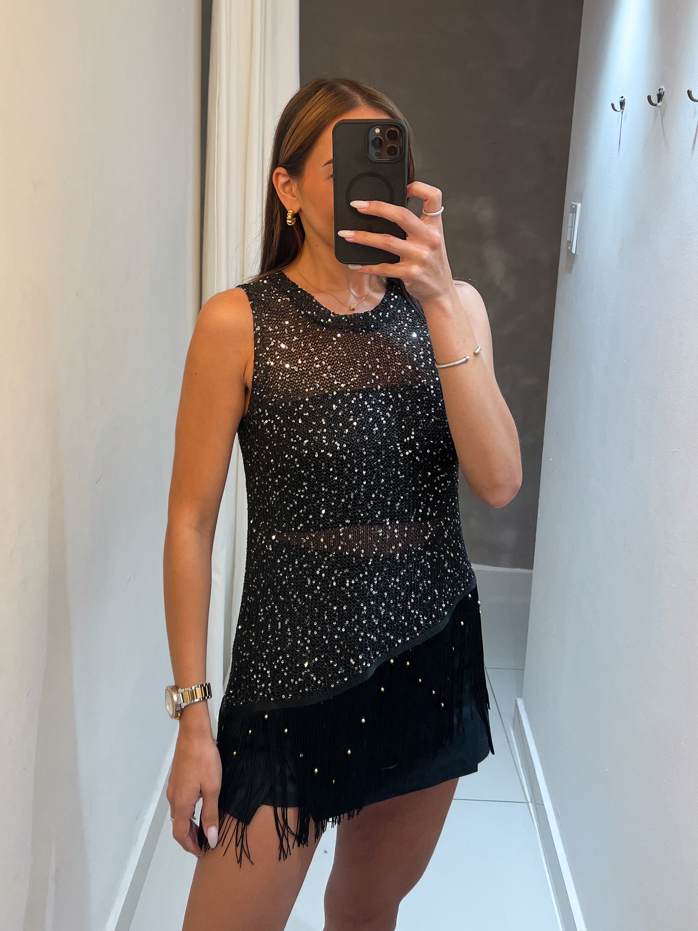LILLY SEQUIN KNIT TOP IN BLACK