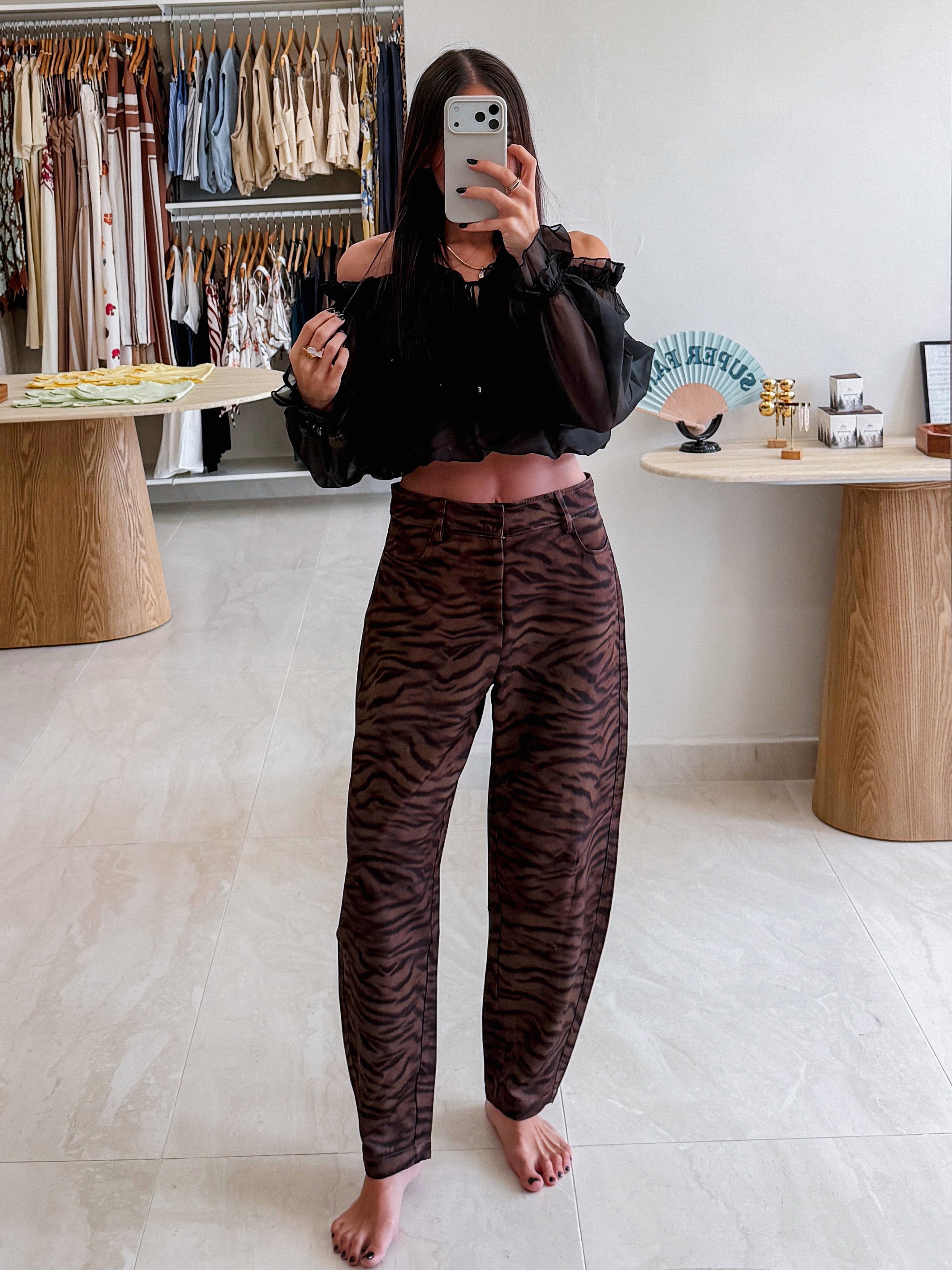 LUCIENNE ZEBRA TAPERED PANTS