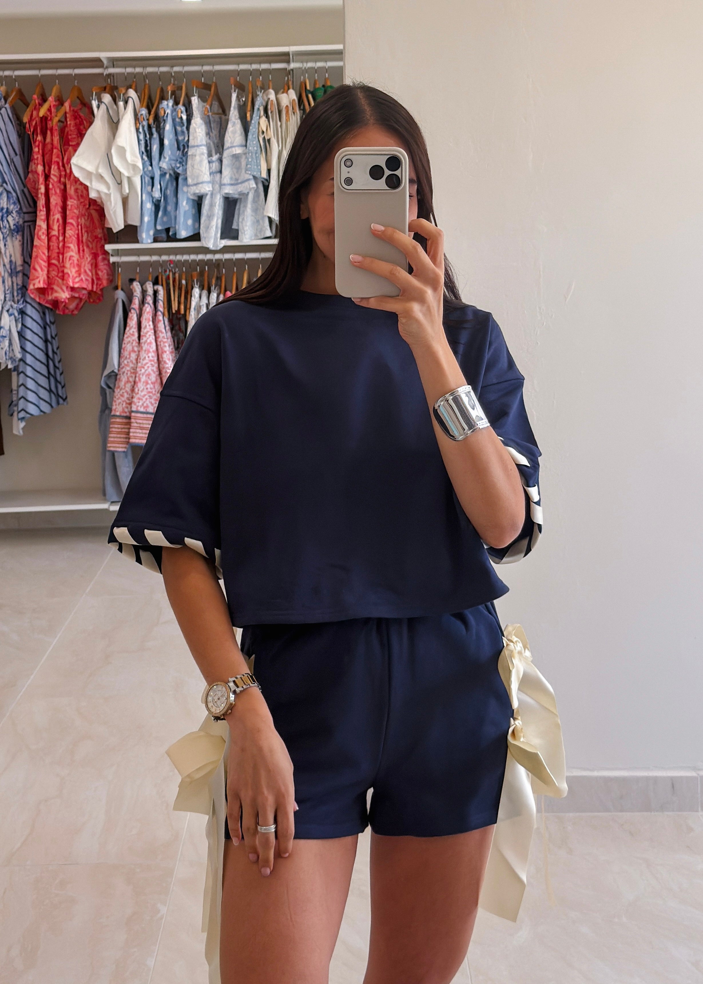 CATALINA NAVY BLUE RIBBON DETAIL SET