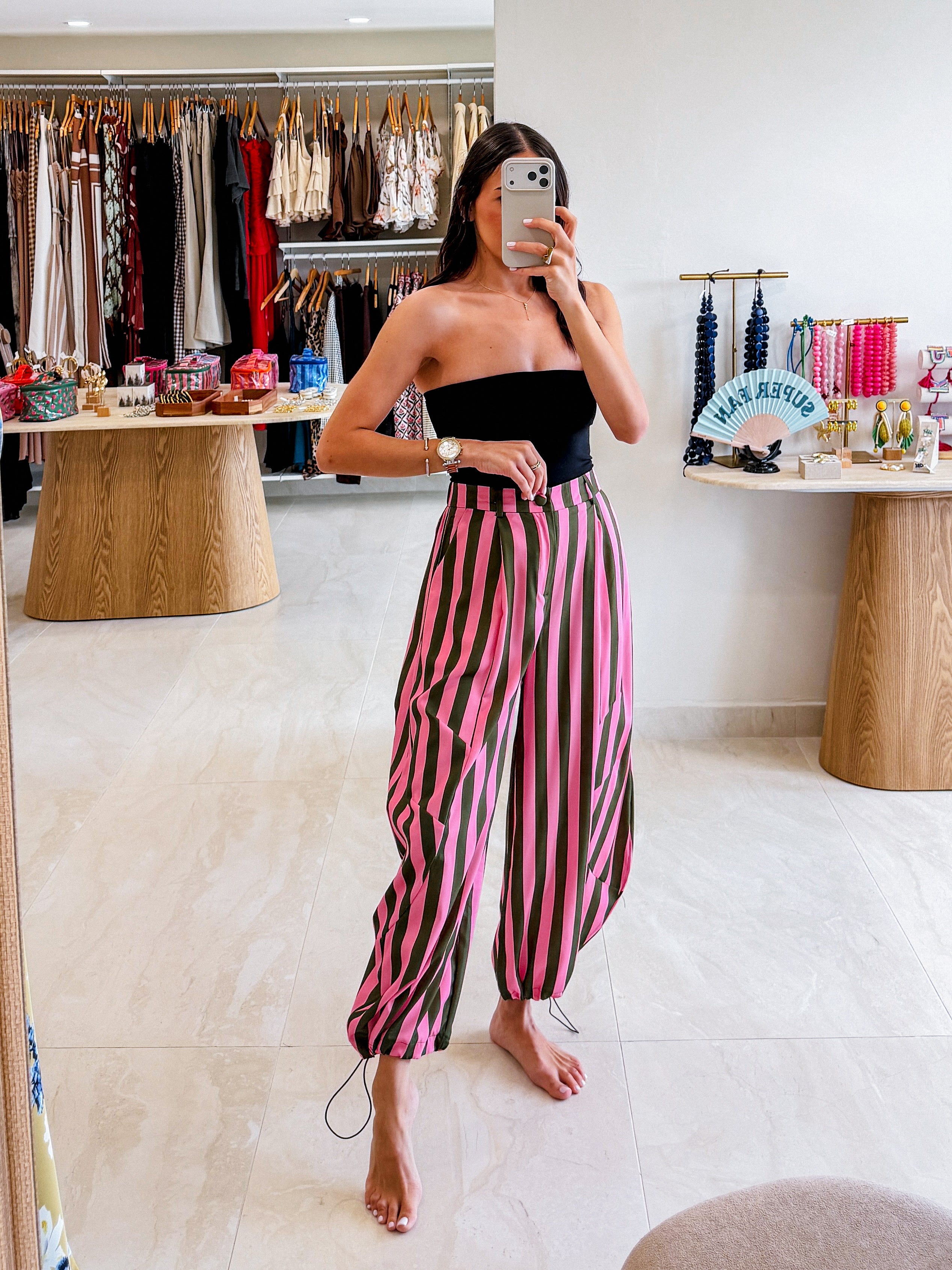 INDHIRA PINK/GREEN BALLON JOGGER PANTS