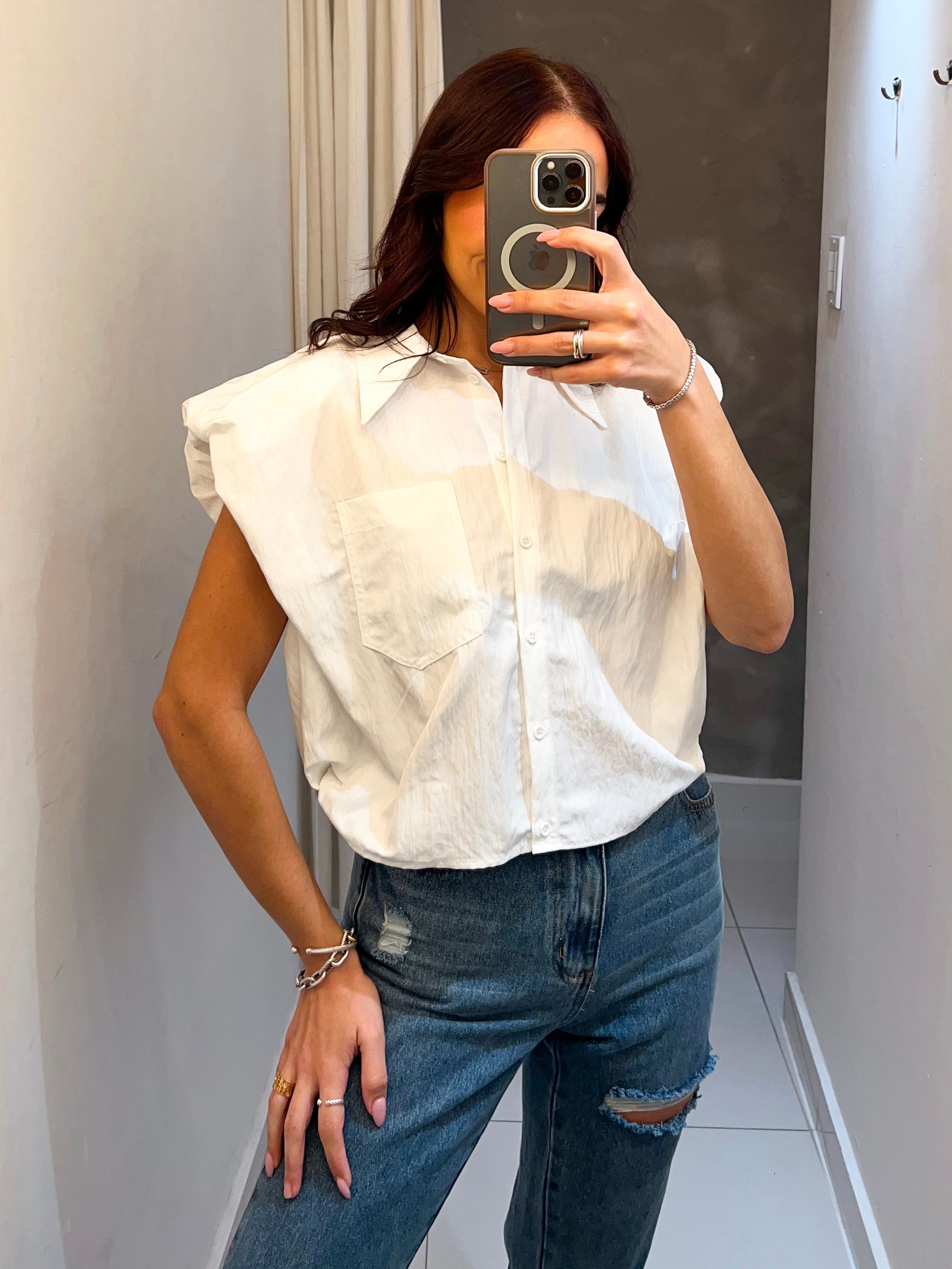 PATRICIA WHITE BUTTON DOWN SHIRT