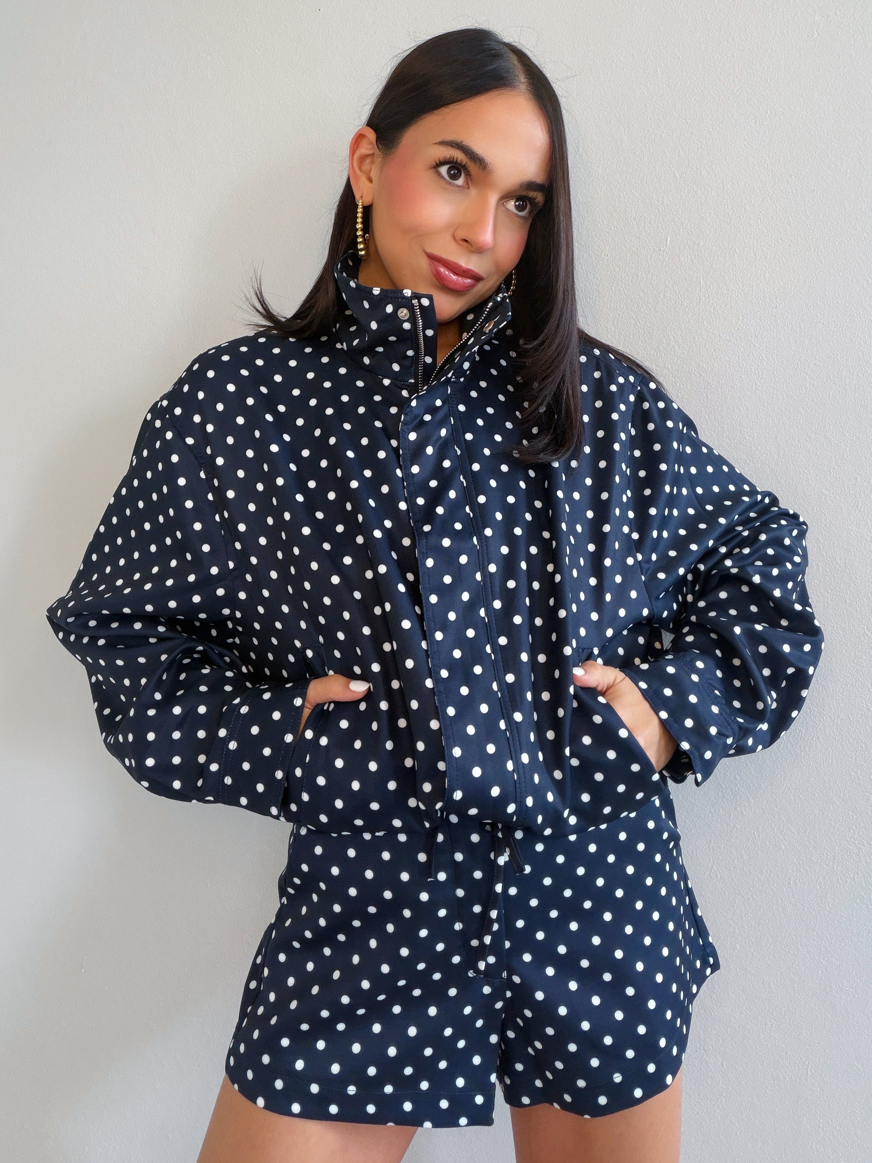 BILLIE POLKA DOT NAVY SHORT SET