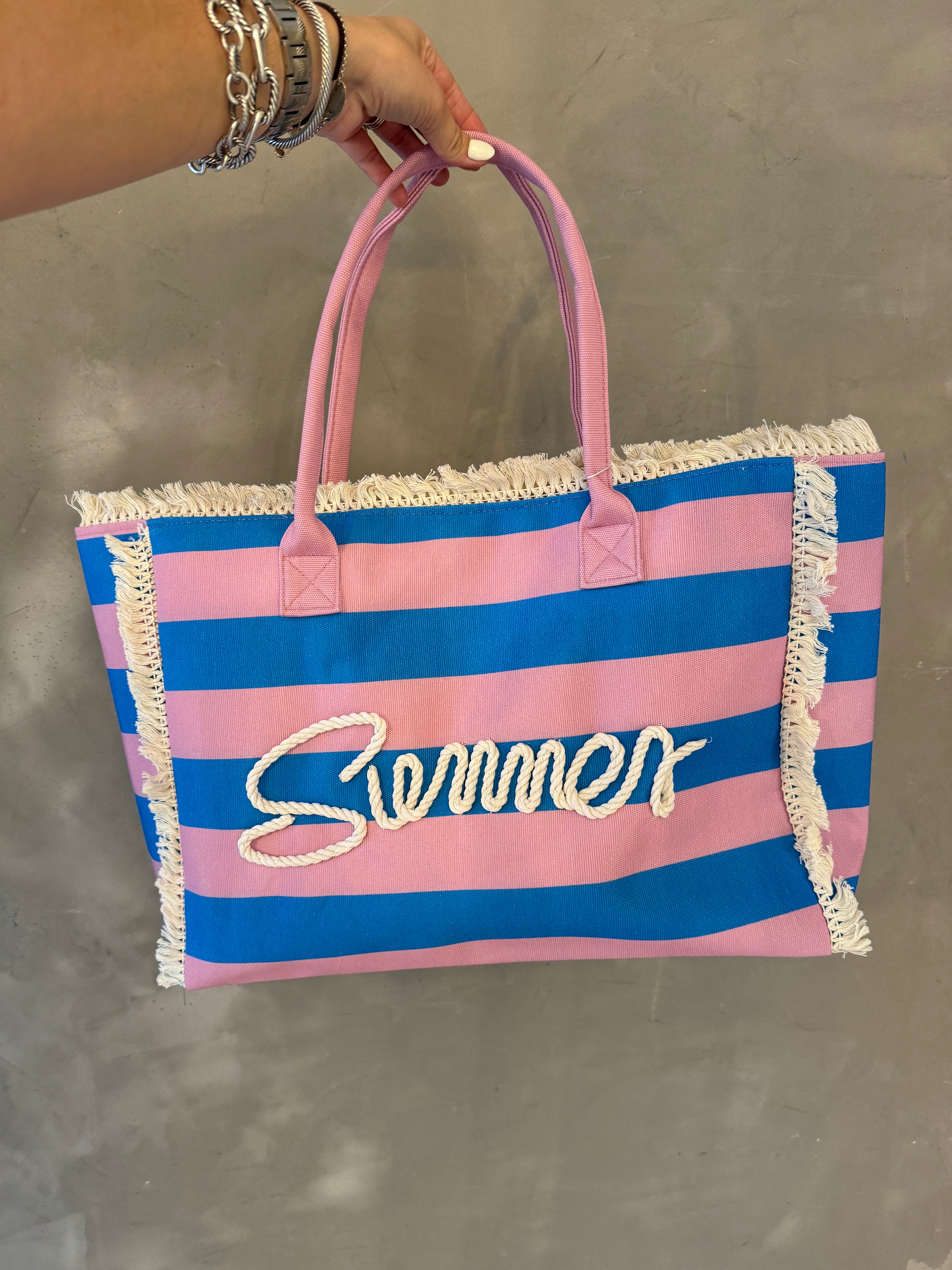 SUMMER PINK & BLUE TOTE BAG