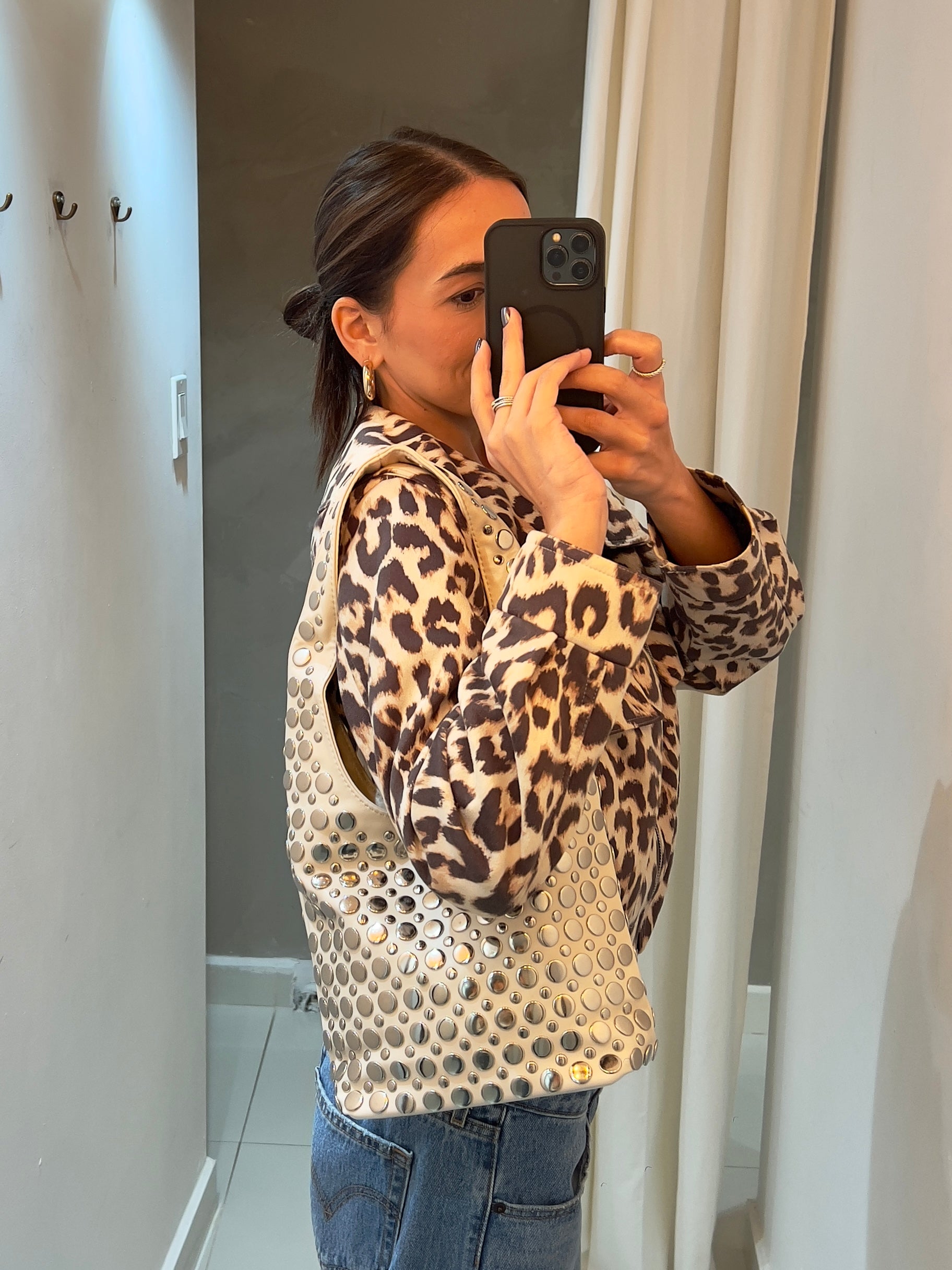 YRIS STUDDED BUCKET BAG