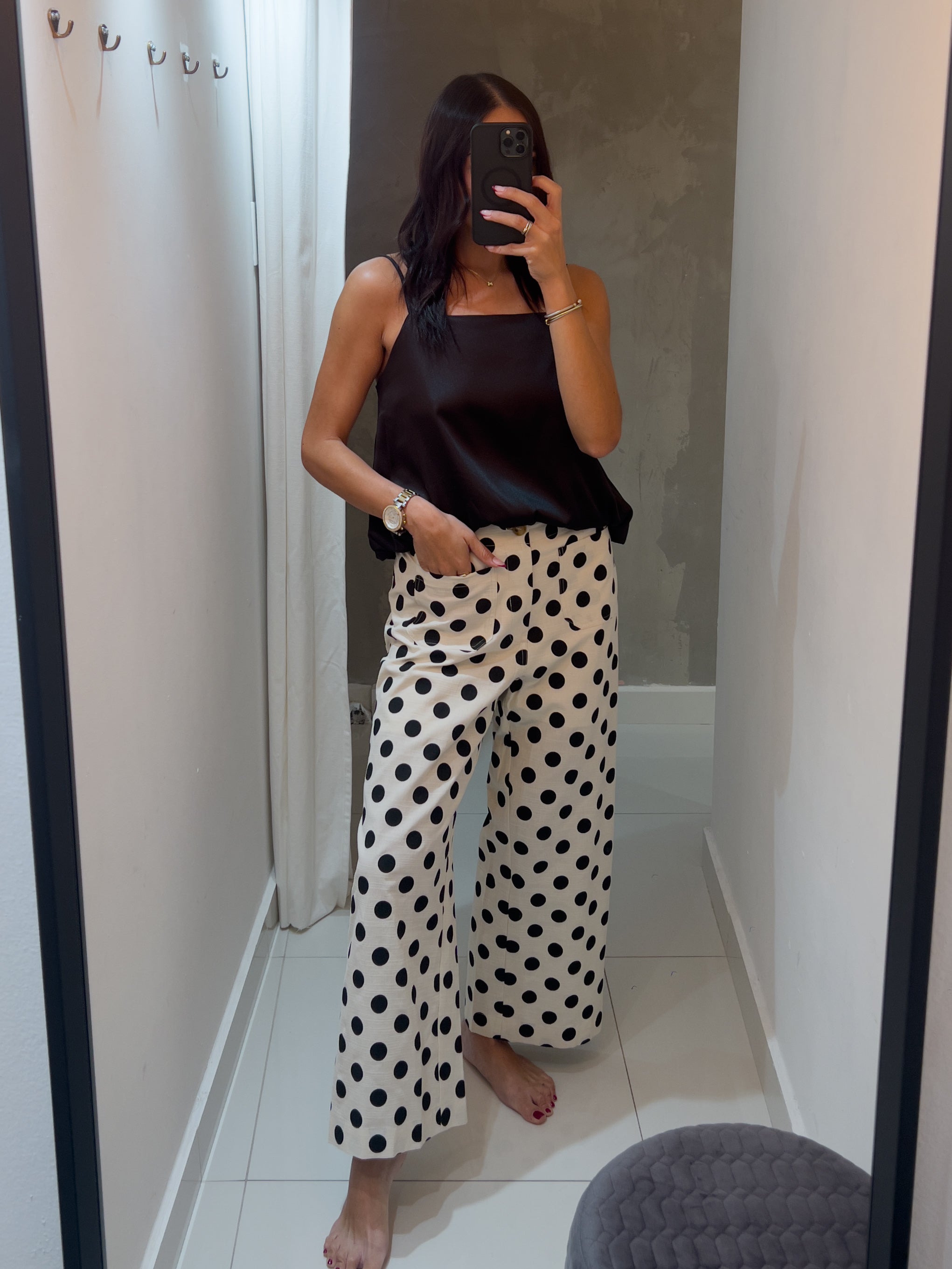KAMILA BLACK POLKA DOT PANT