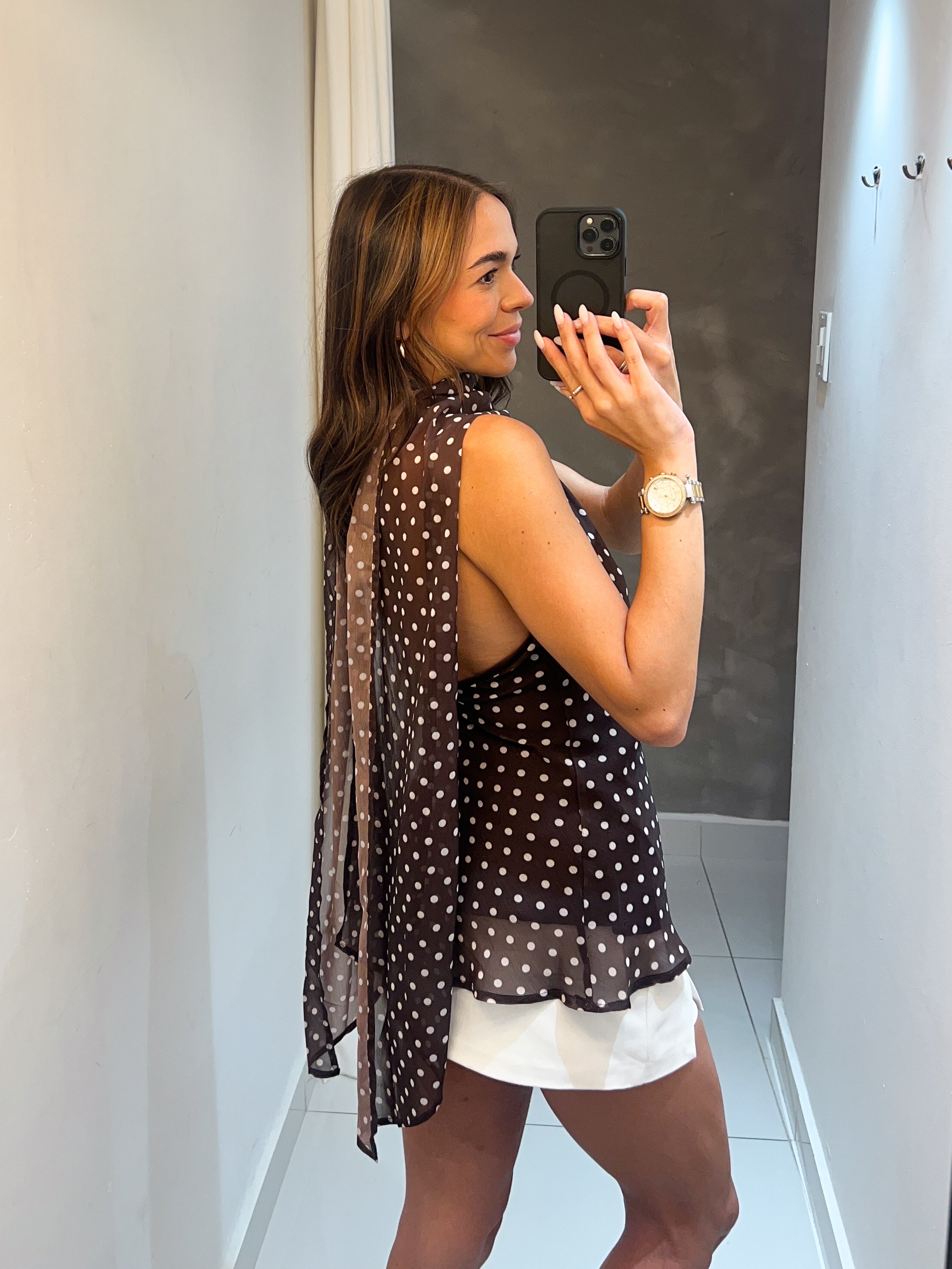 VALERIE POLKA DOT BROWN BLOUSE