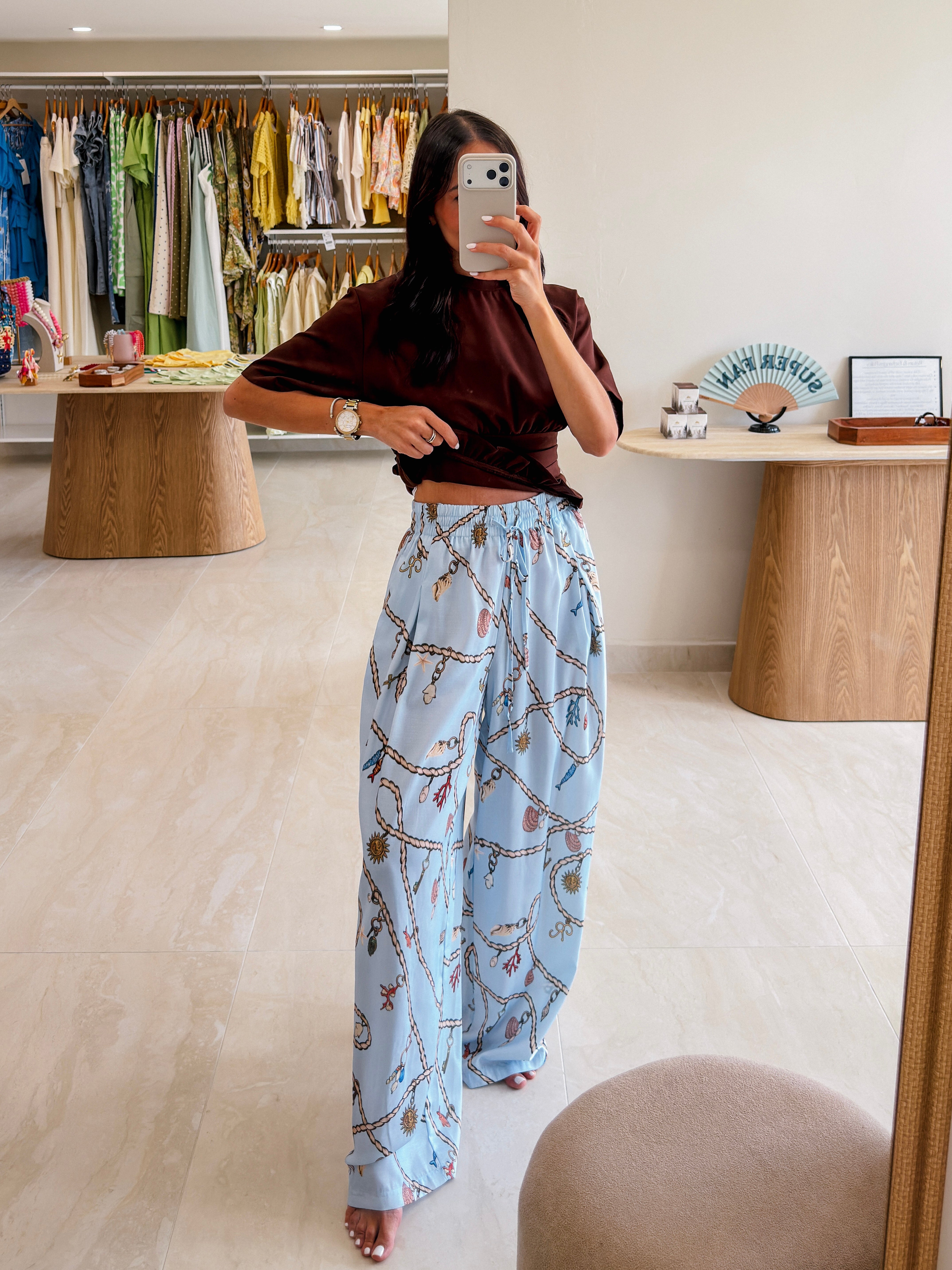 SEASIDE WIDE LEG BLUE MAXI PANTS
