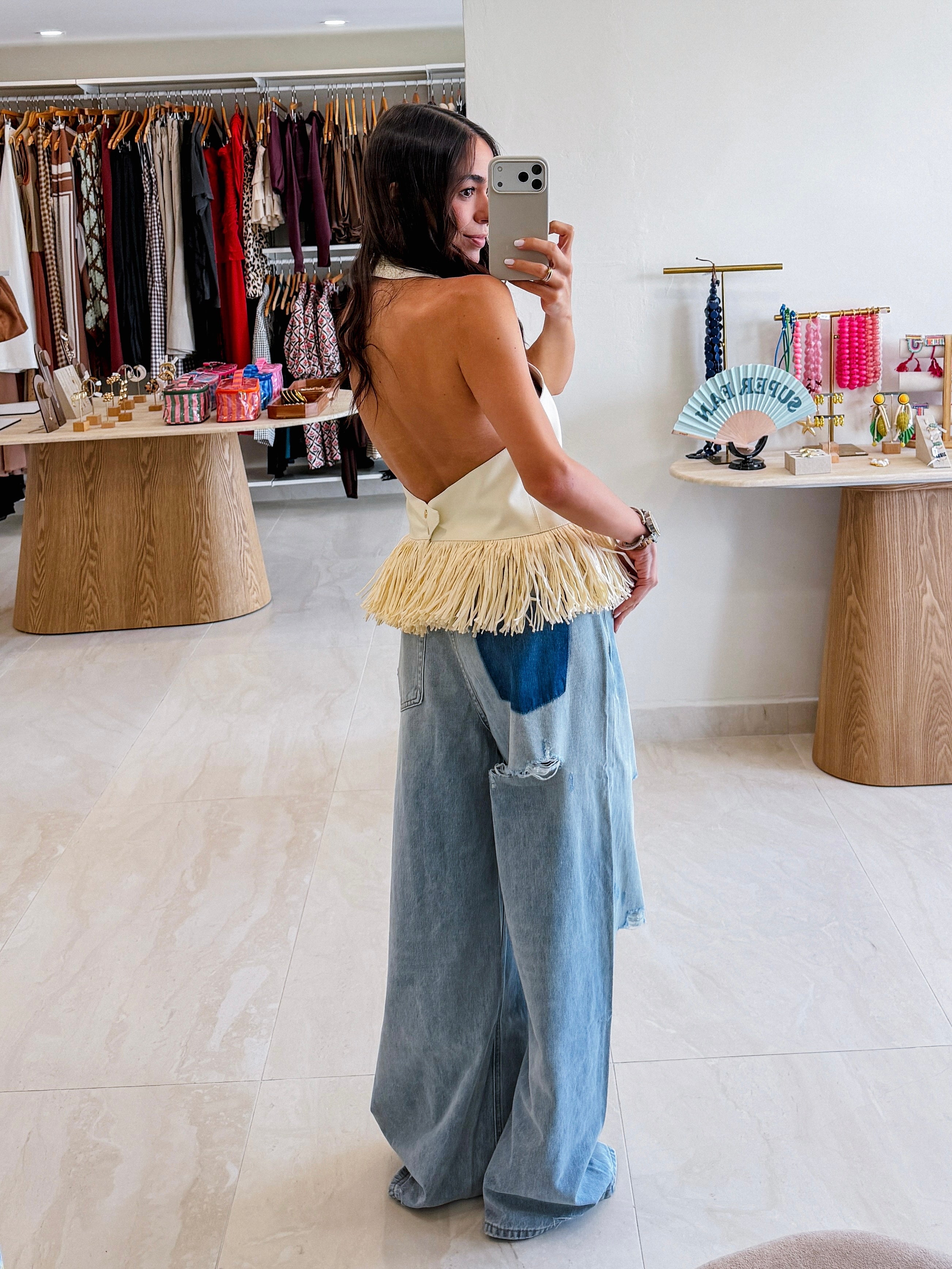 SARAHI DISTRESSED LIGHT DENIM JEANS