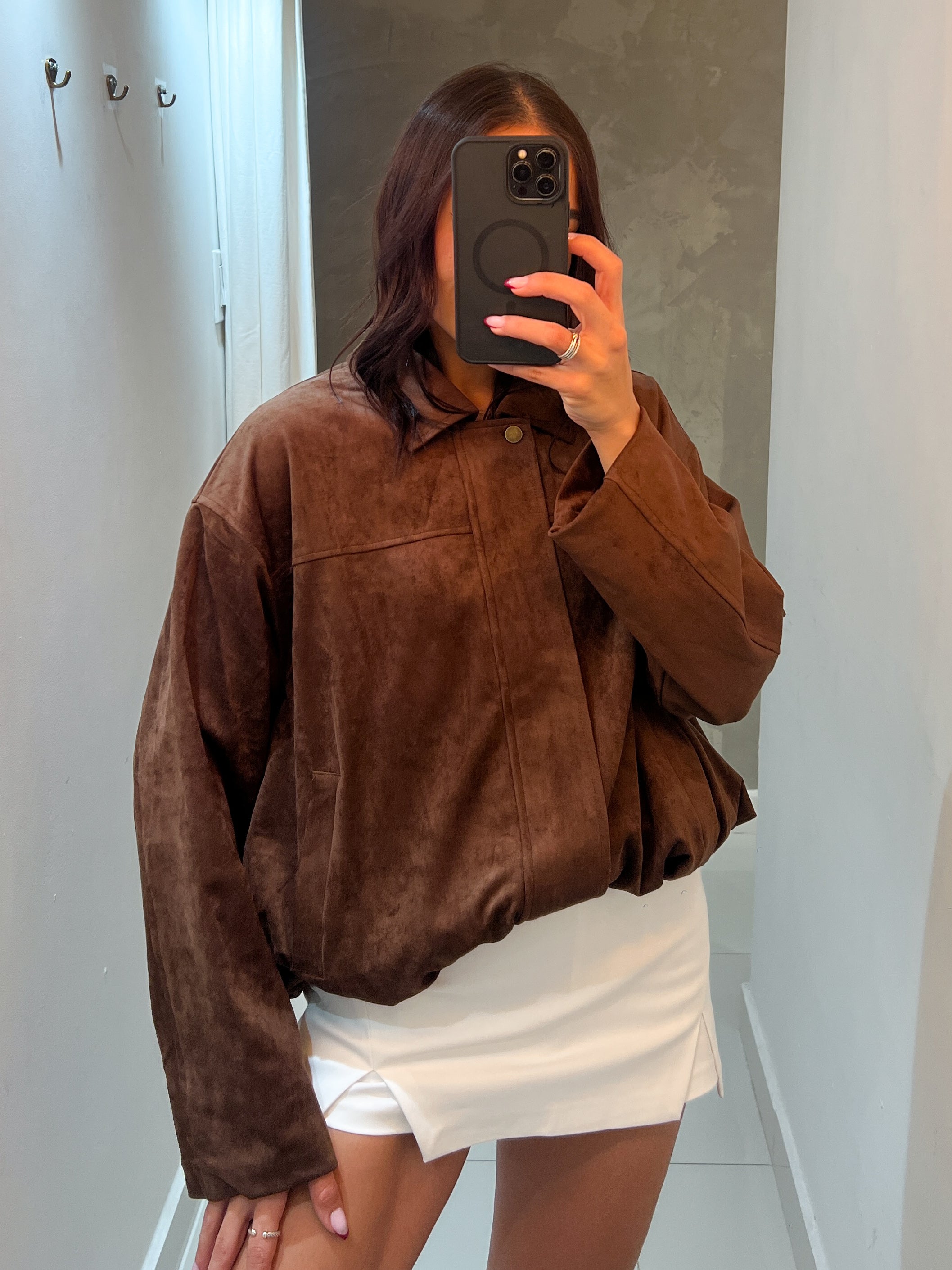 SABRINA BROWN FAUX SUEDE L/S JACKET