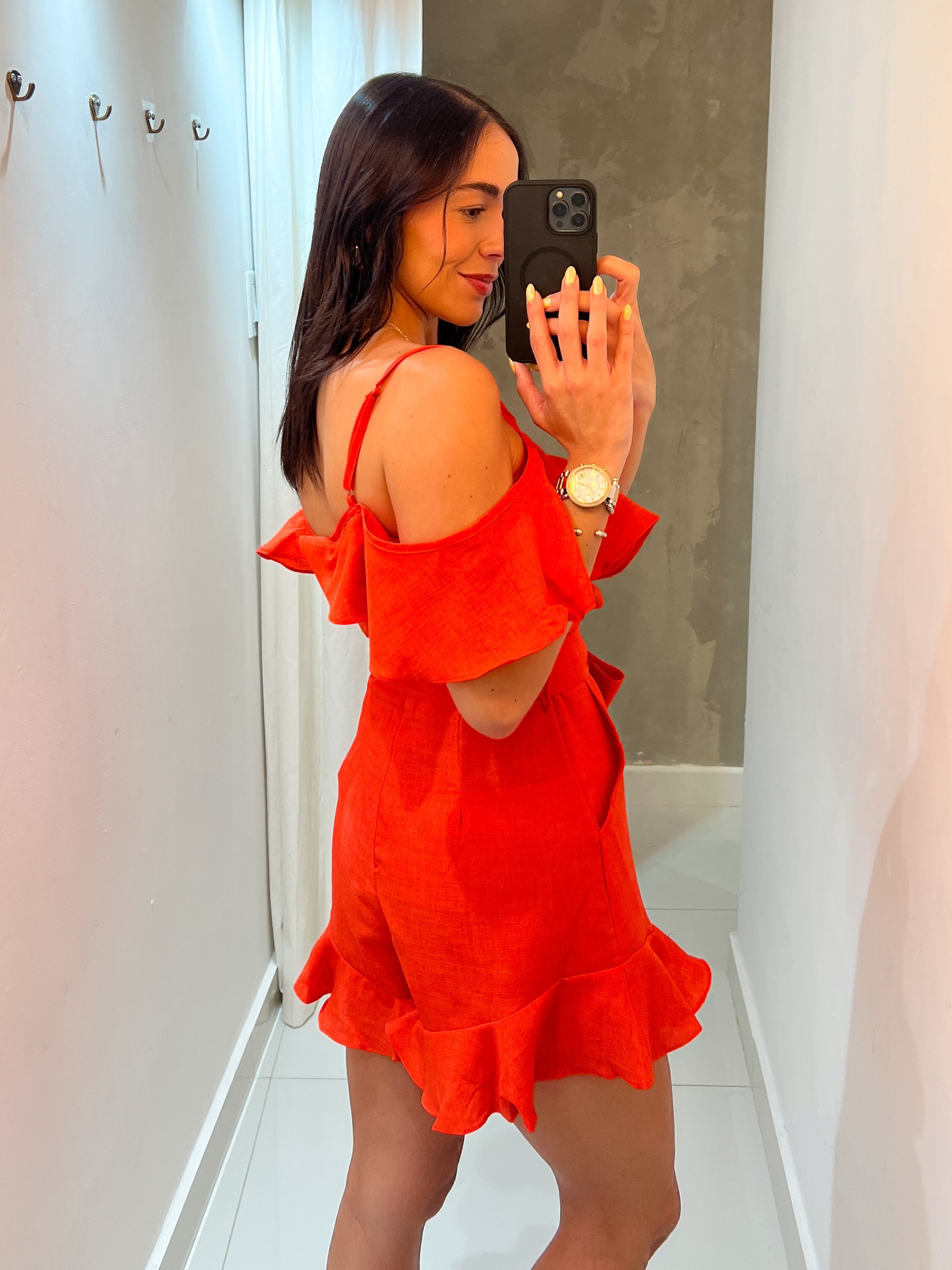 KHLOE TOMATO RED ROMPER
