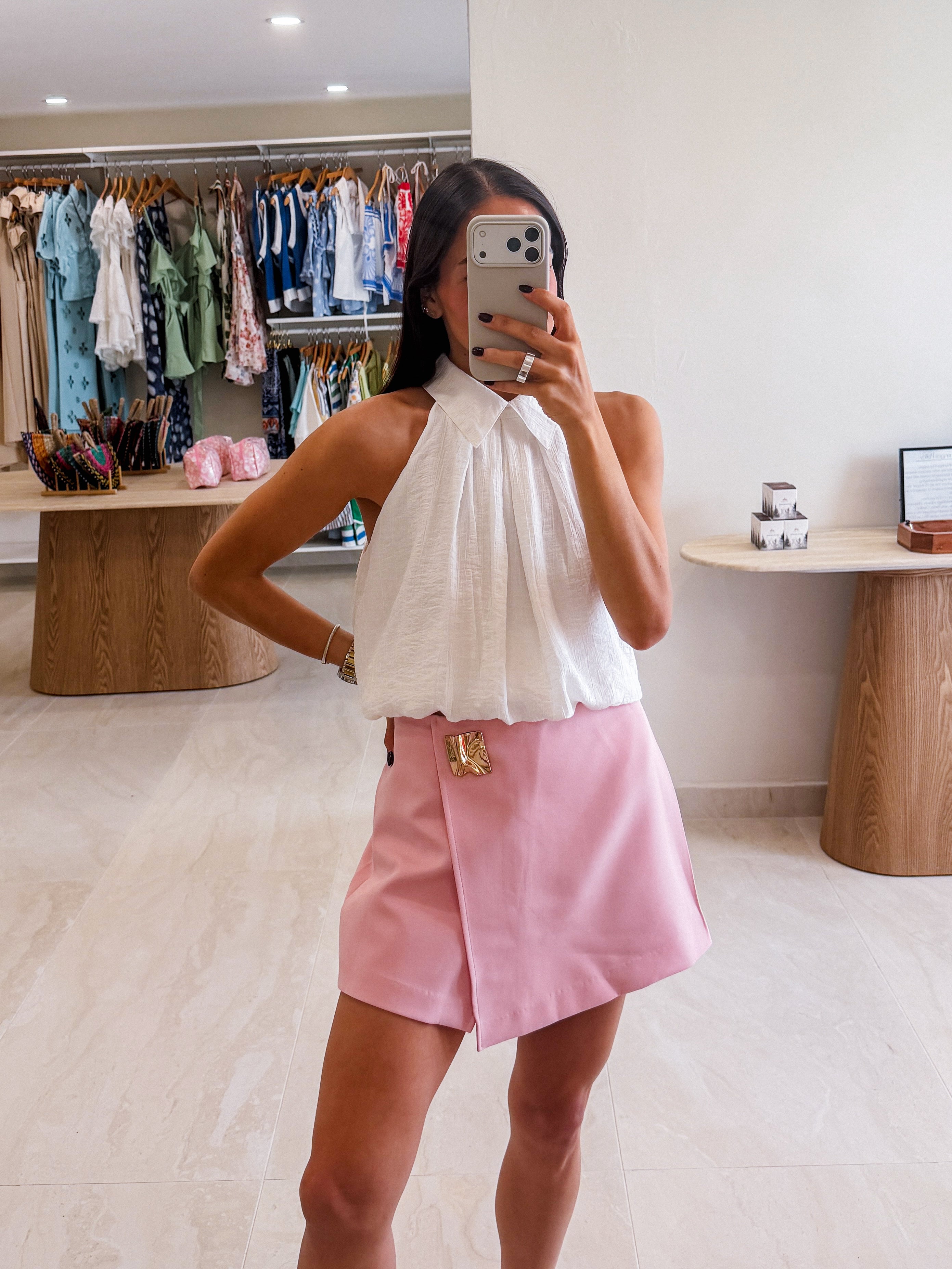 MILLIE PINK SKORT WITH GOLD PIN