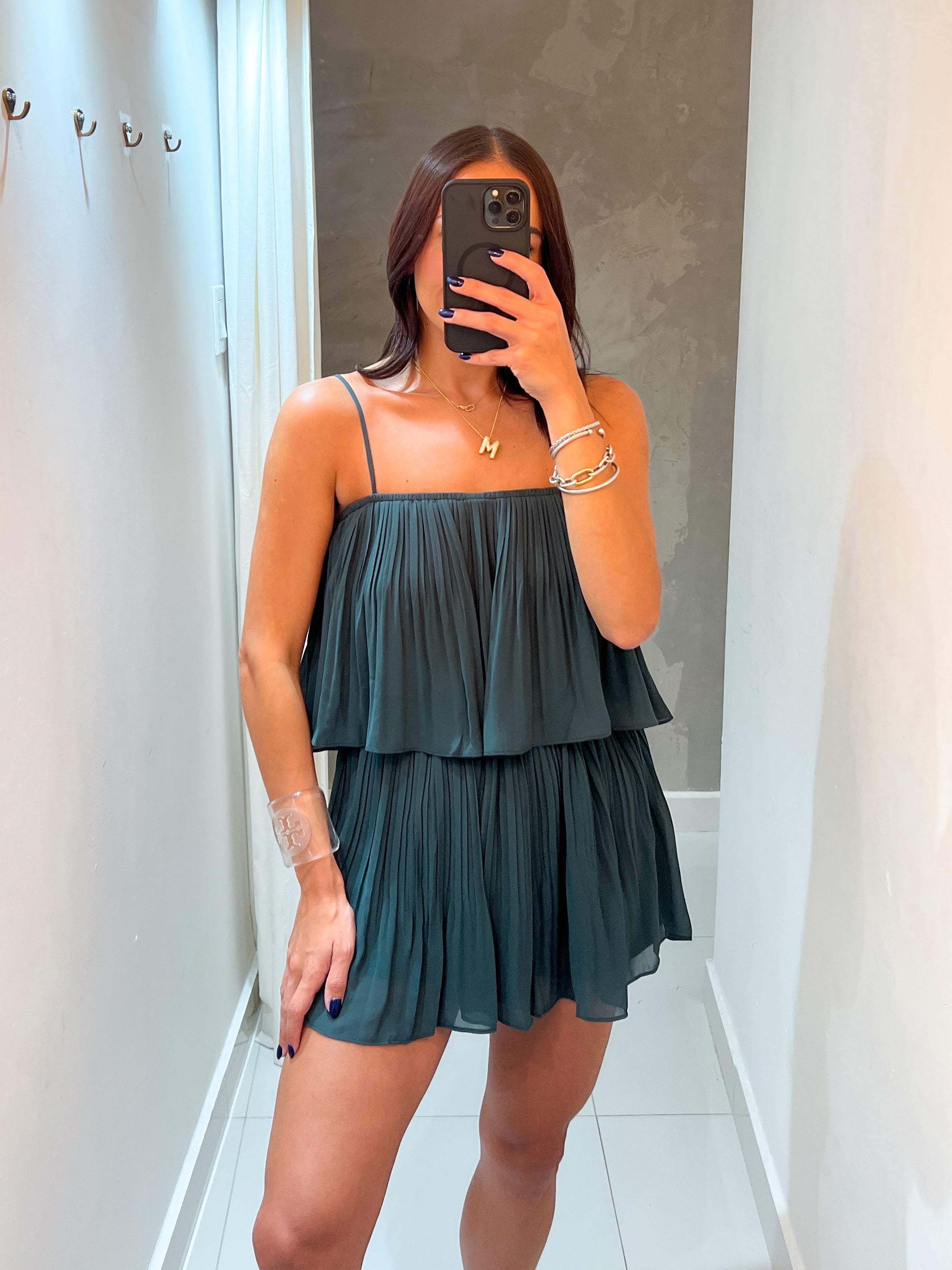 MARCELA PLEATED EVERGREEN ROMPER