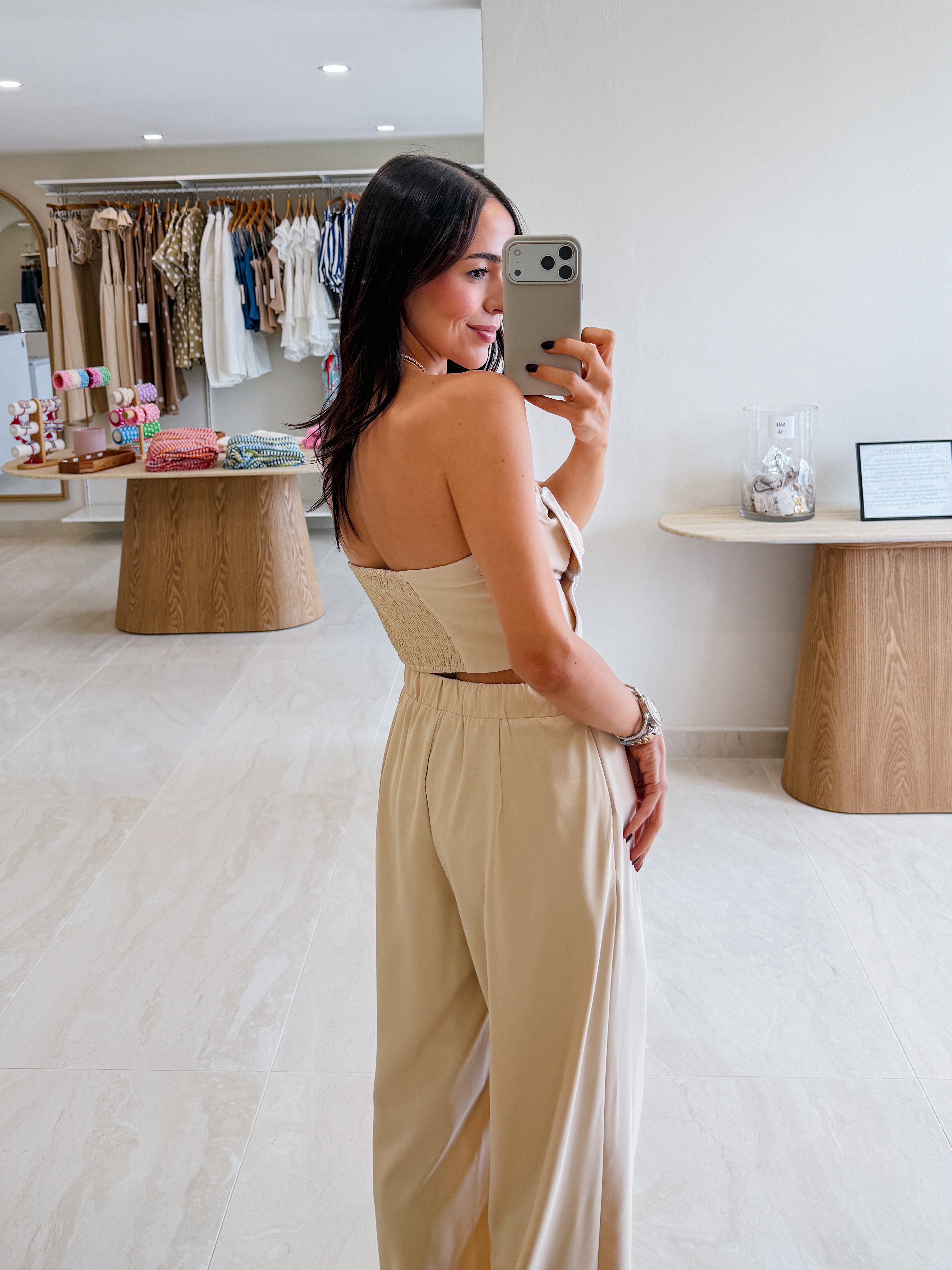FLORA CONTRAST FLOWER TAUPE PANTS SET