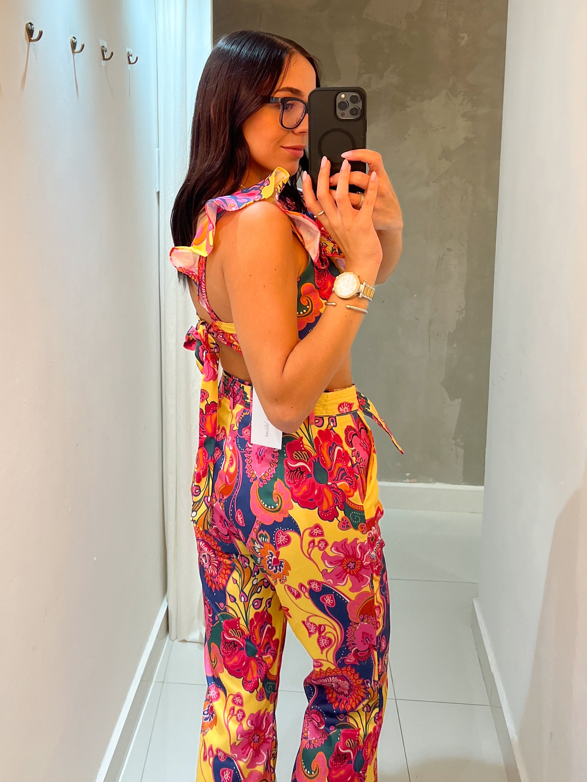 CASSANDRA FLOWER PRINT PANTS SET