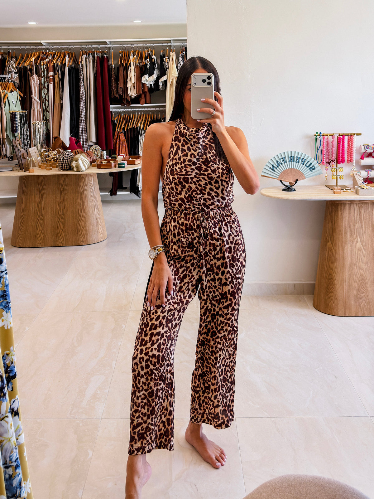 ANALIA BROWN ANIMAL PRINT PANTS SET