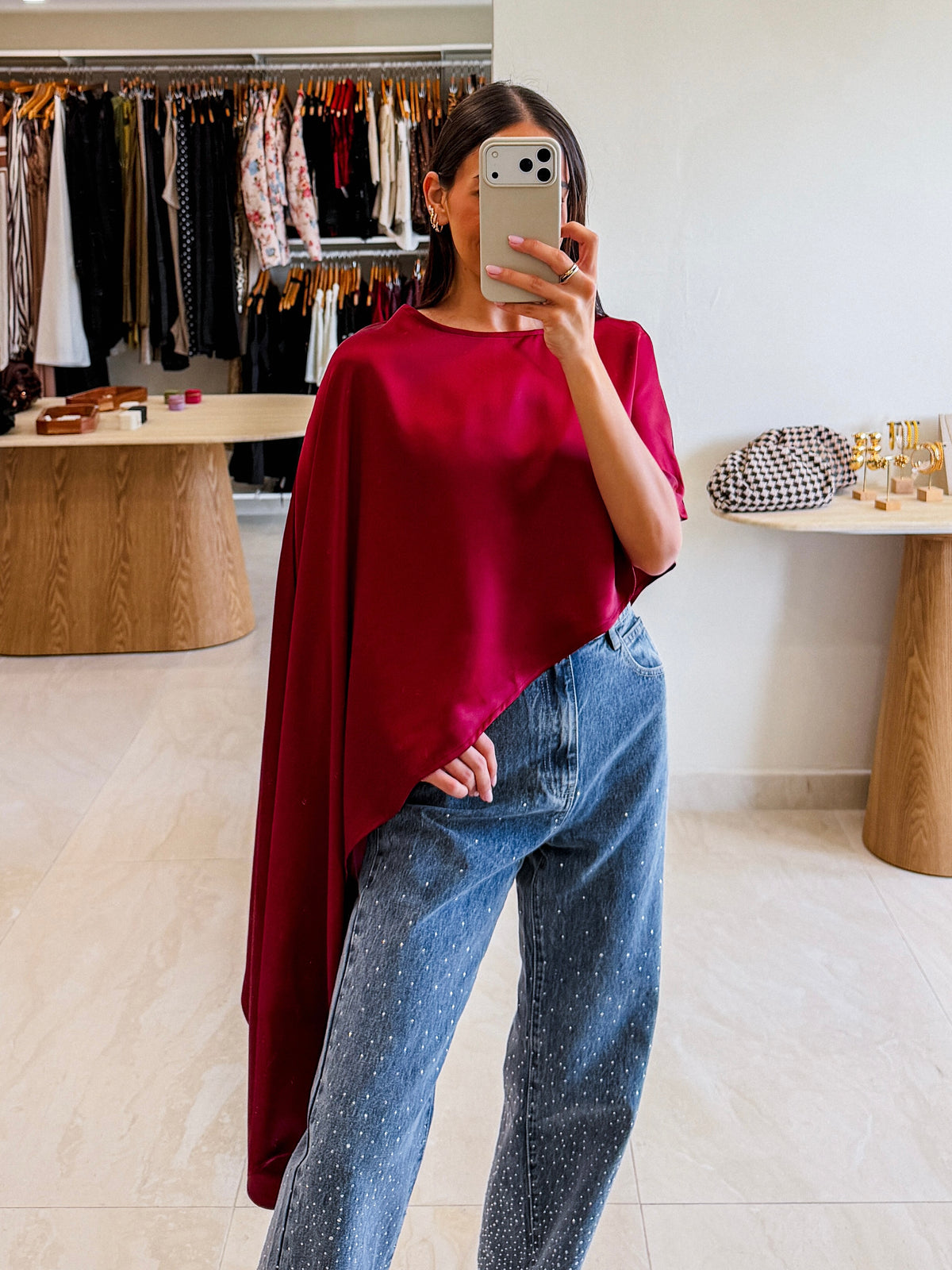 DARIA BURGUNDY CAPE TOP