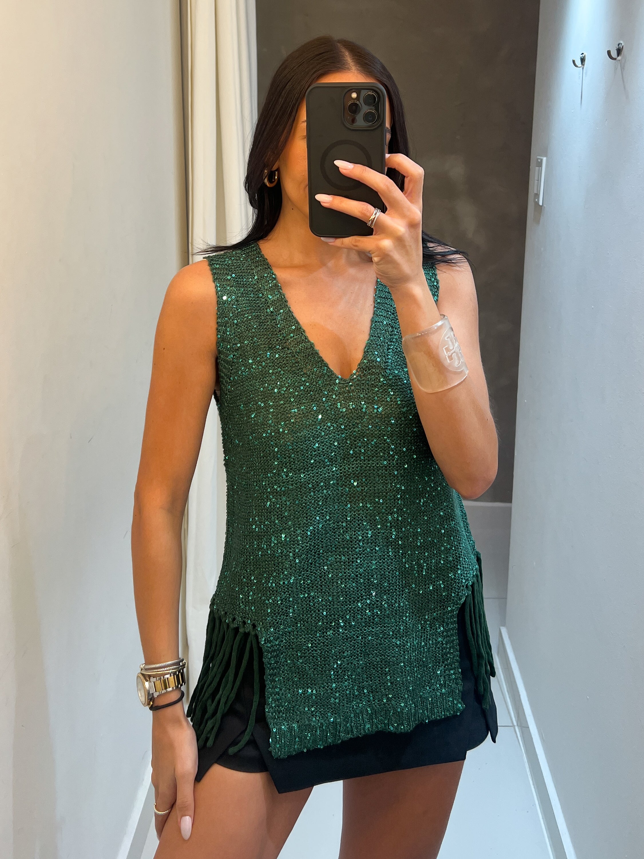 ESTHER GREEN SEQUINS TOP