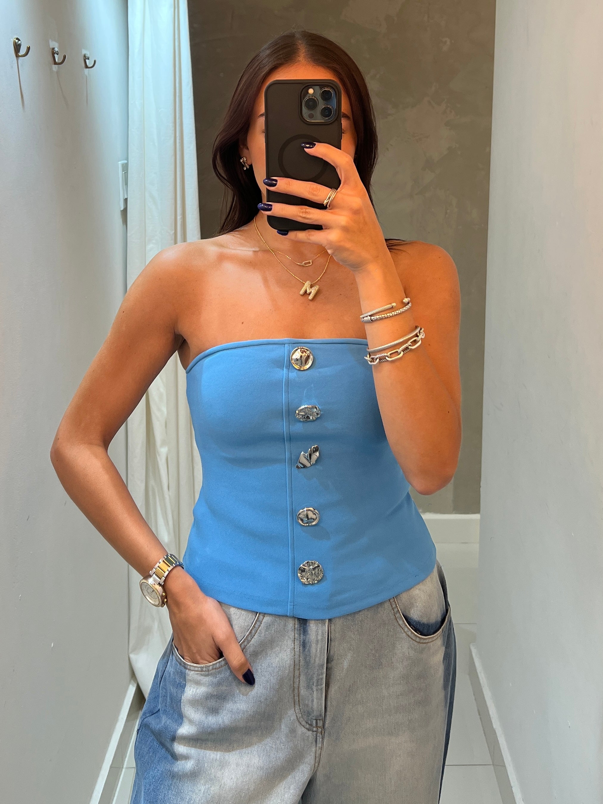 SOPHIE BANDEAU TOP IN BLUE