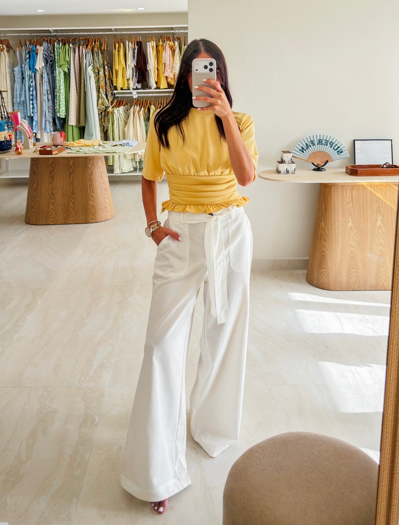 PEARL OFF WHITE LINEN PANTS