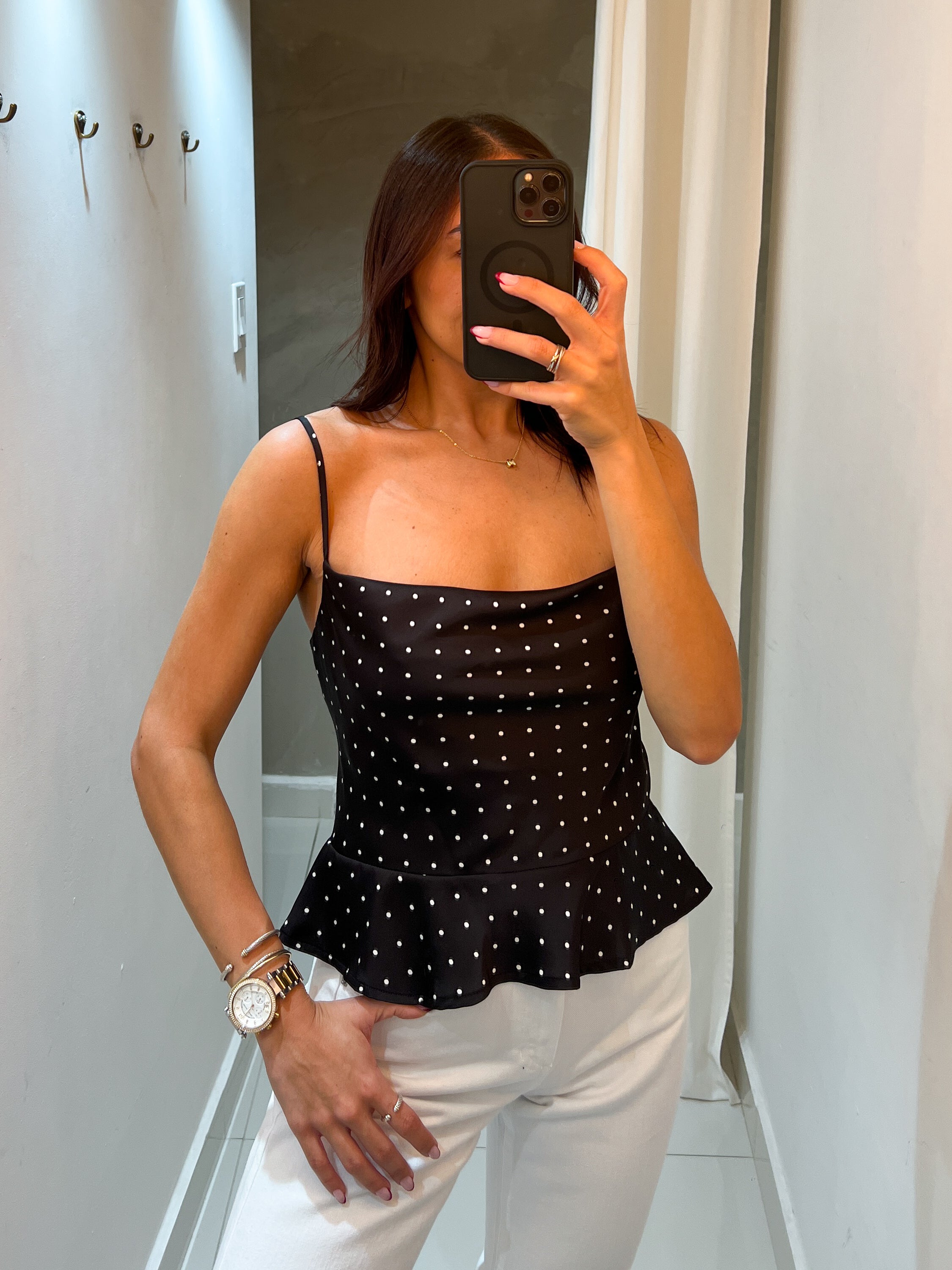 CLAUDE POLKA DOT CAMI TOP