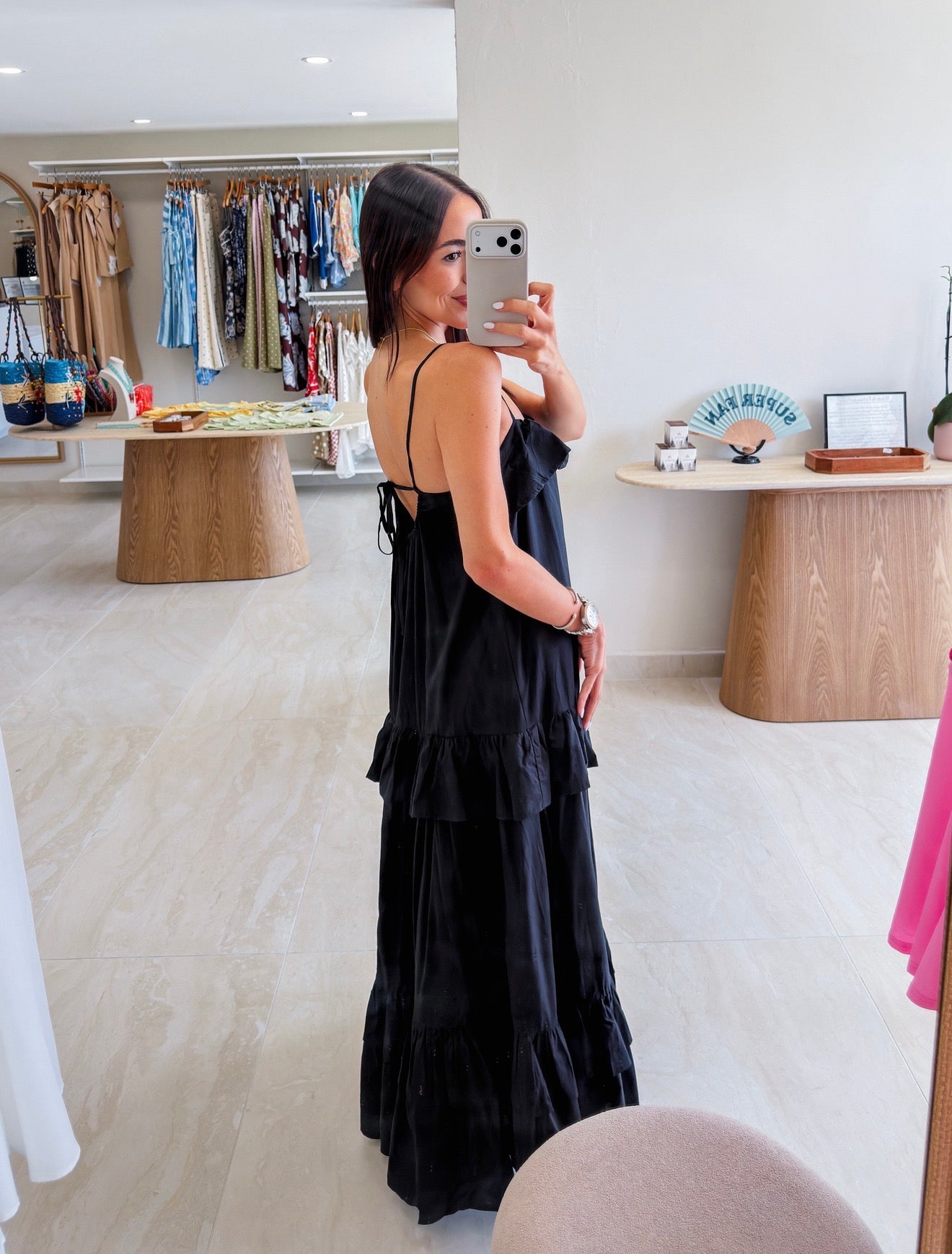 RUFFLE TIERED LOOSE FIT MAXI DRESS