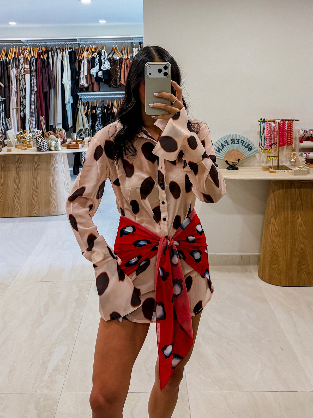 MARTINA RED MINI DRESS & SCARF