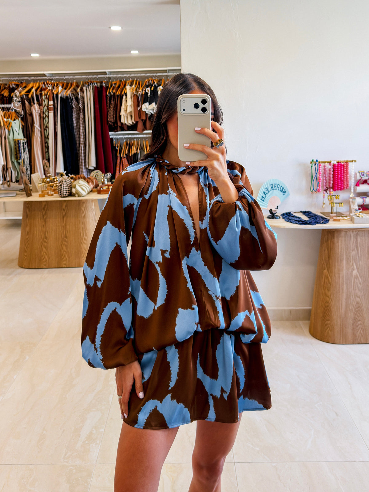 CLEO PRINTED BUBBLE MINI DRESS