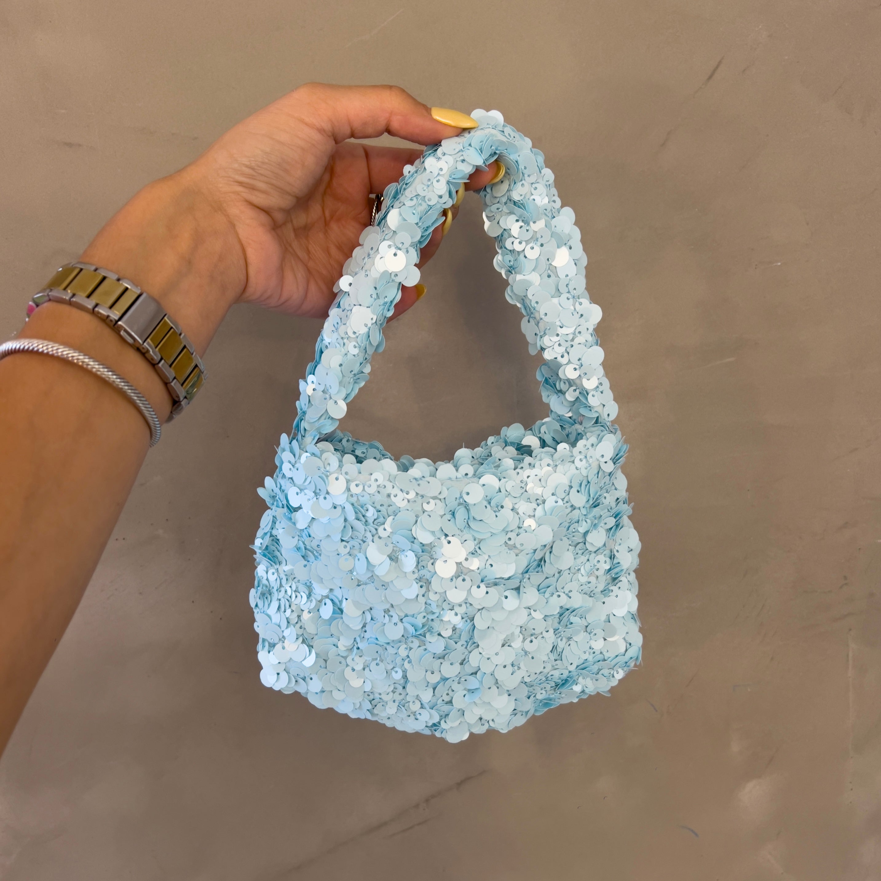 ARIELLA BLUE SEQUINS MINI BAG