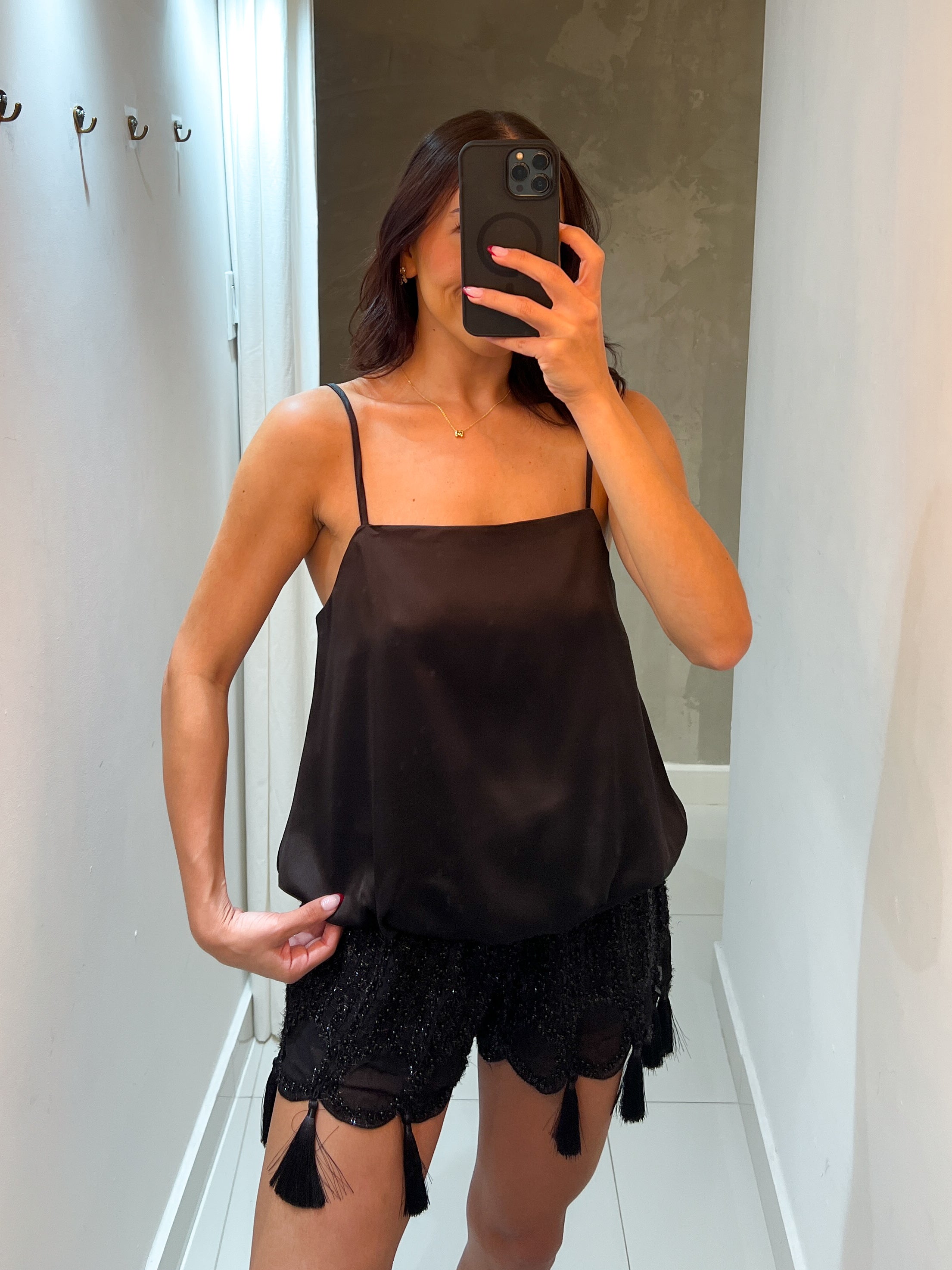 YRIS BLACK BUBBLE CAMI