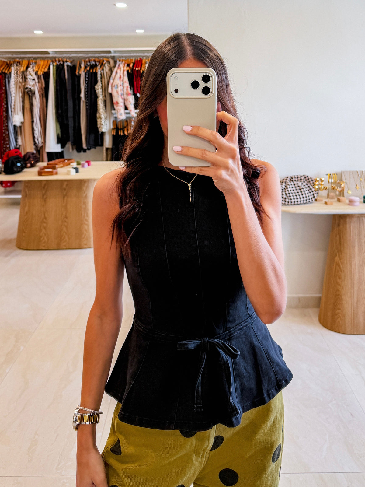 MARIOLA BLACK DENIM TOP