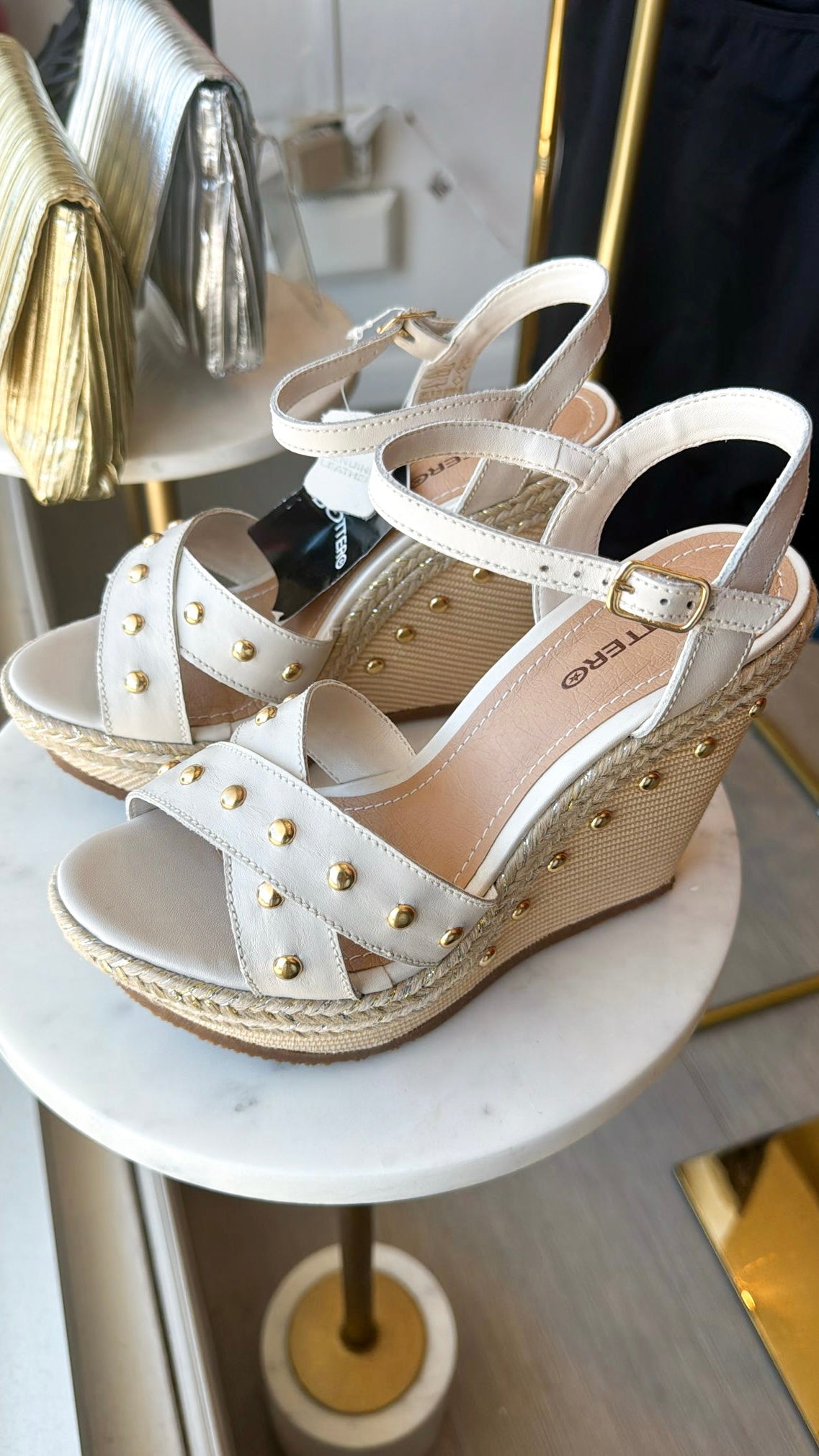 CLEO IVORY STUDDED WEDGE