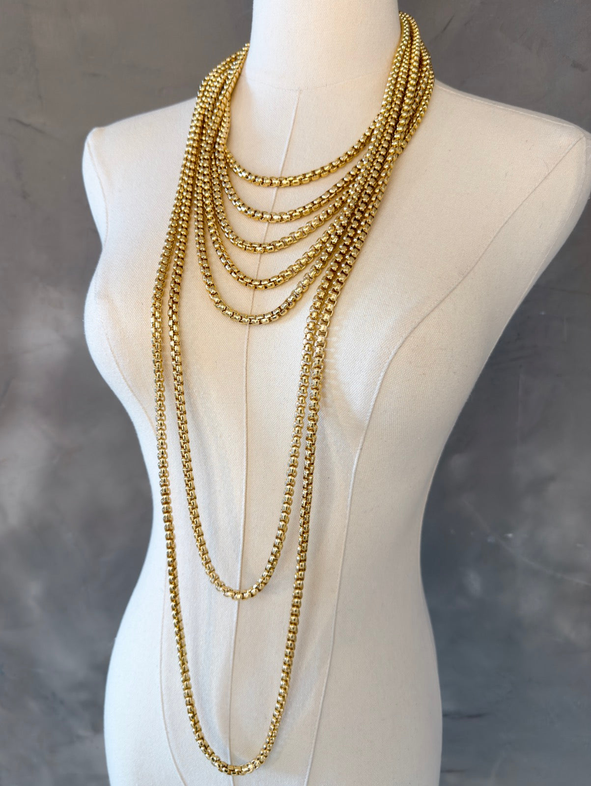 AMARA MULTI-LAYER LONG GOLD NECKLACE