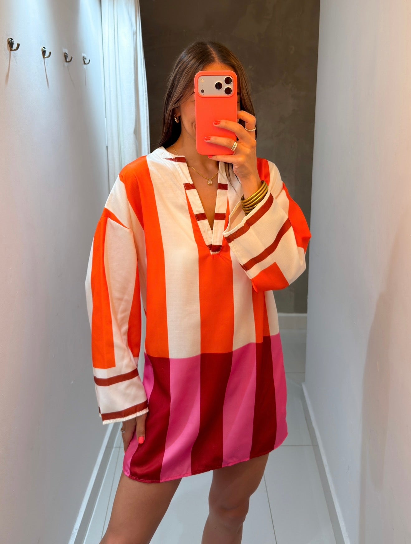 SHANON COLOR BLOCK STRIPED DRESS
