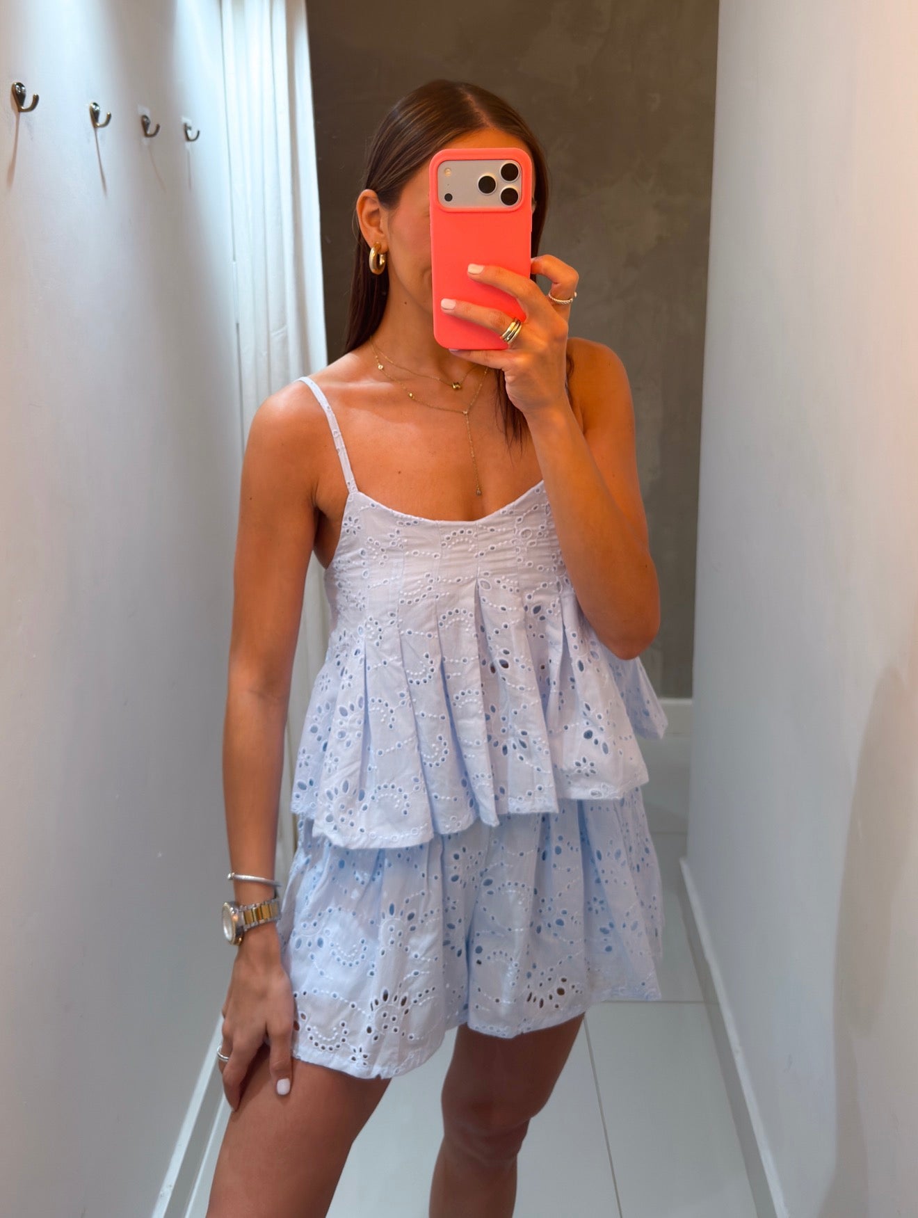 STACEY EYELET SKORT SET IN BABY BLUE