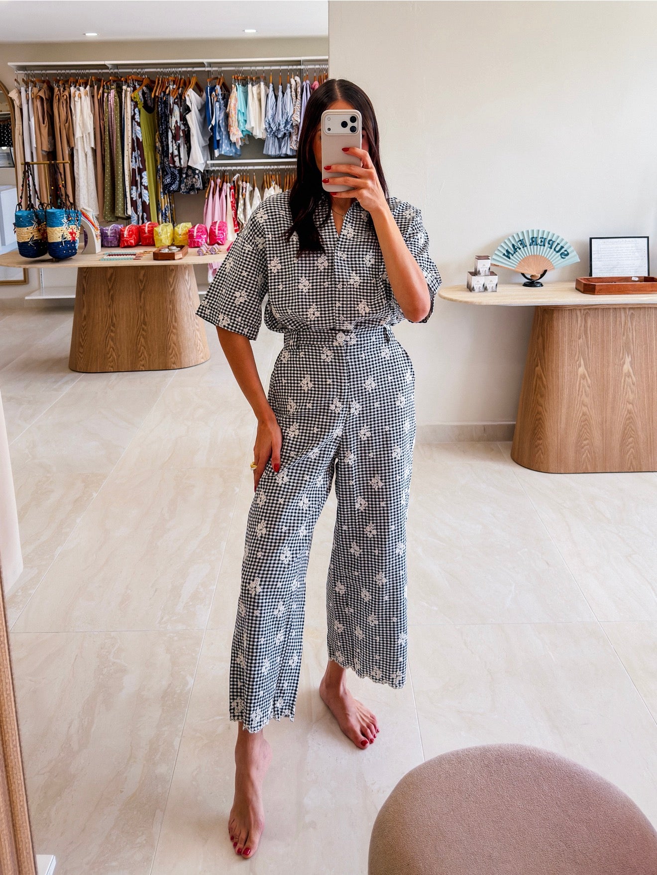 DIANA BLACK/WHITE GINGHAM SET