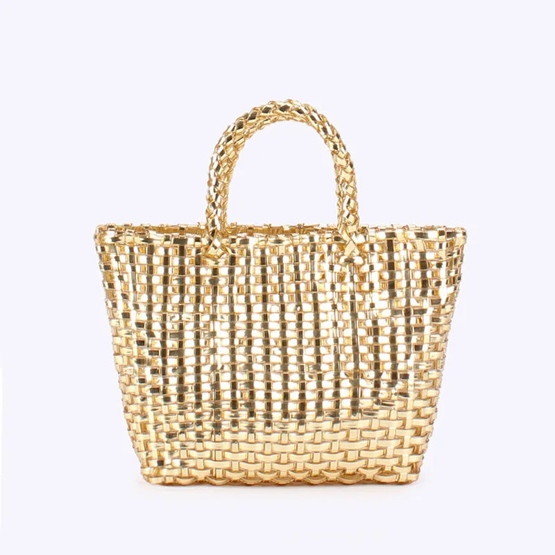 ELENA WOVEN METALLIC TOTE BAG