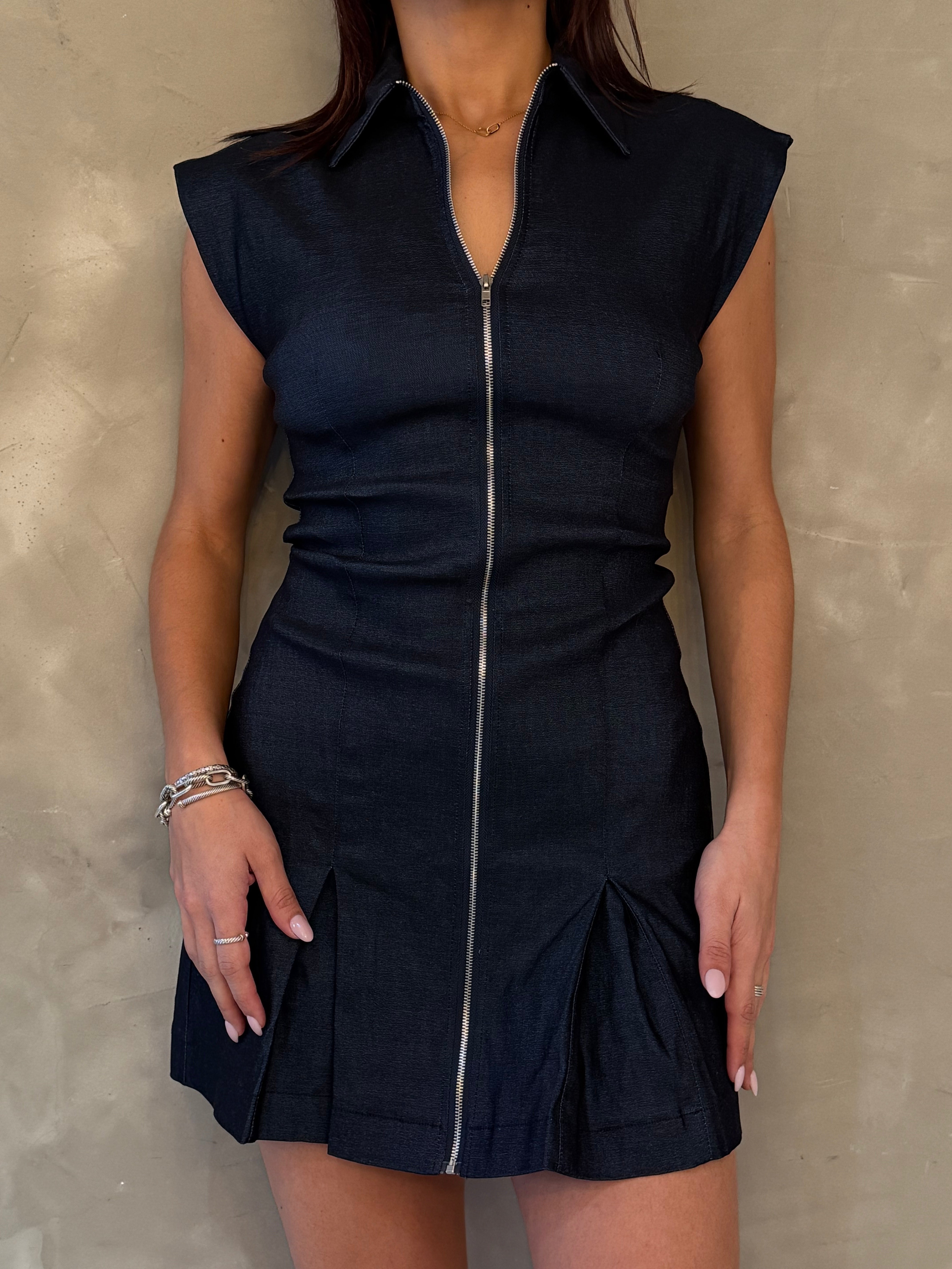 INNA ZIPPERED CONTOUR DRESS IN INDIGO