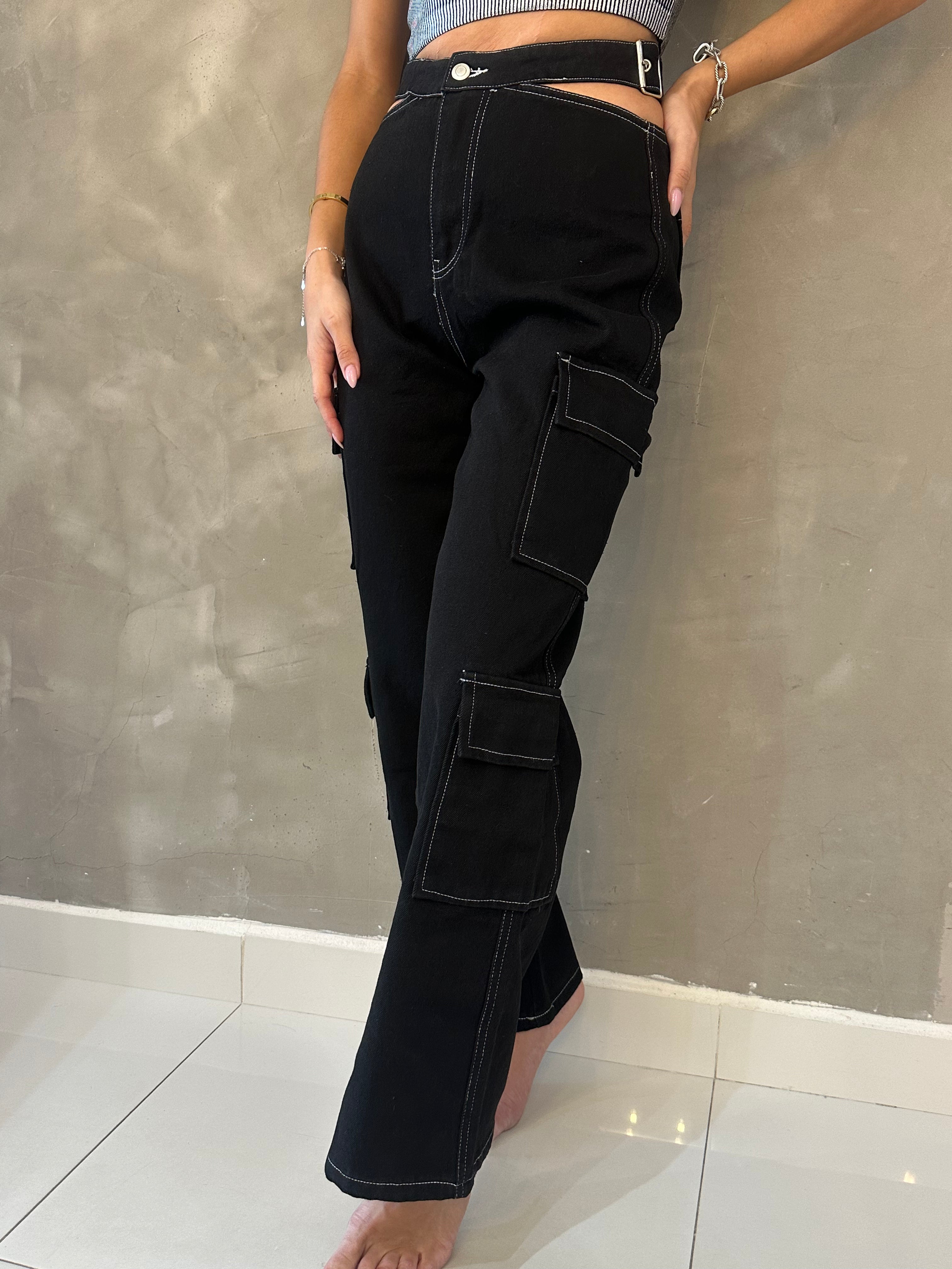 AMBER CARGO DENIM PANTS