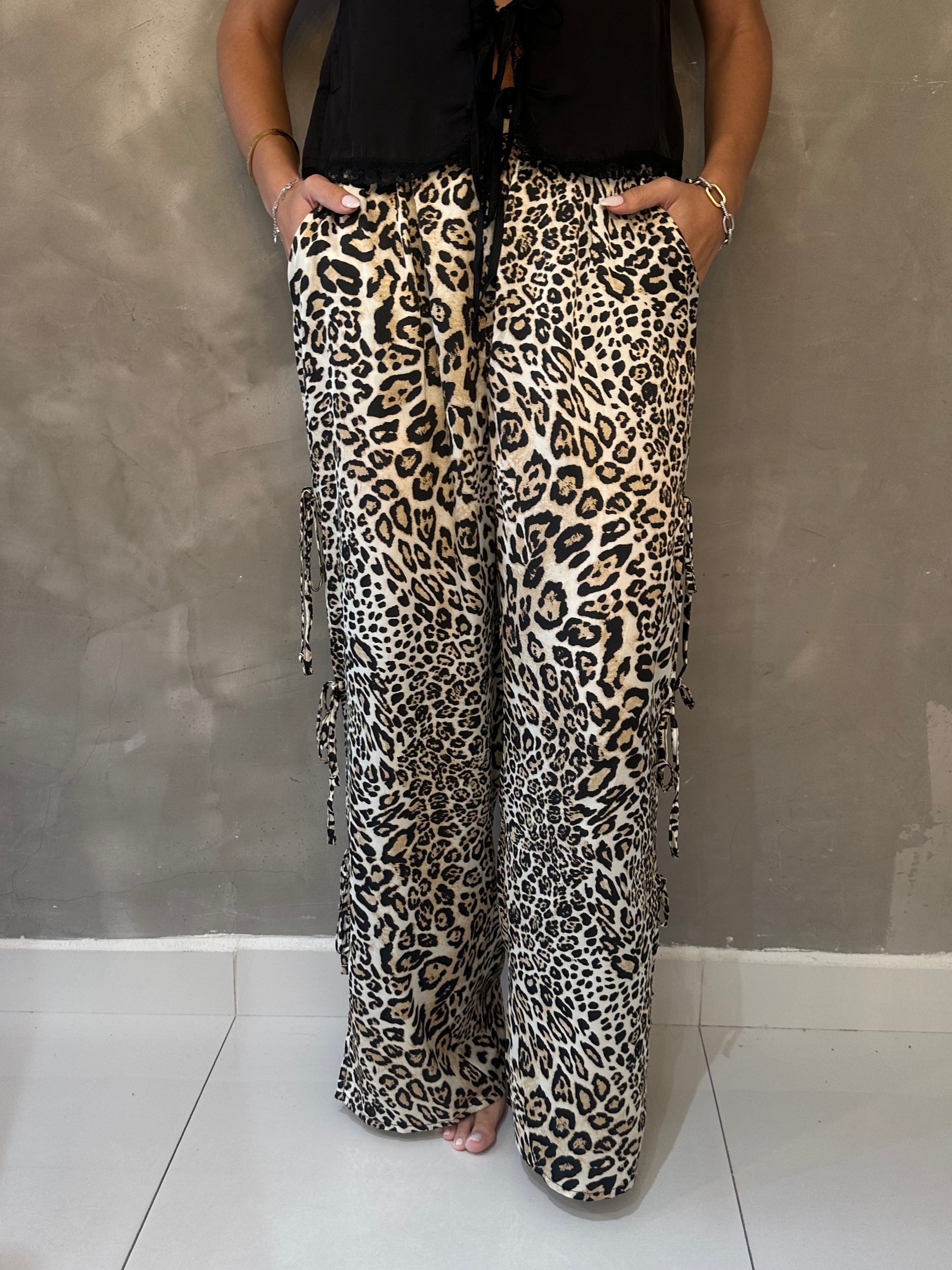 TORY LEOPARD SIDE TIE PANTS