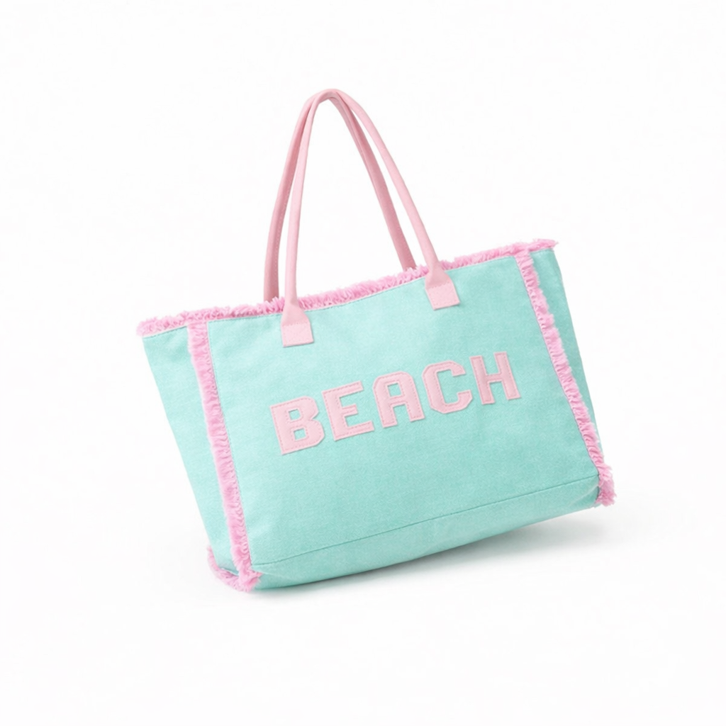 BEACH BABE TERRY CLOTH TOTE BAG IN MINT