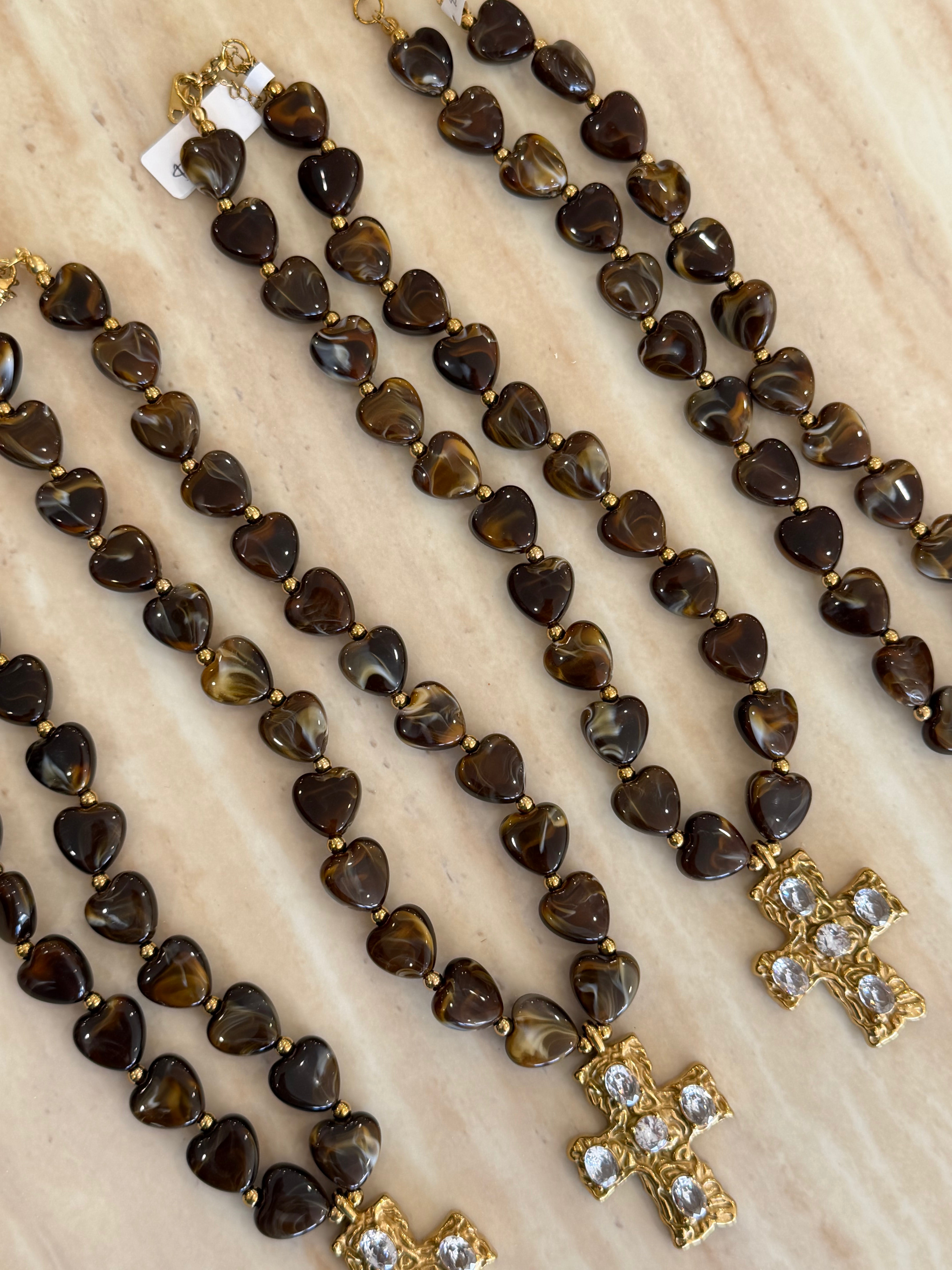AMBER CROSS NECKLACE