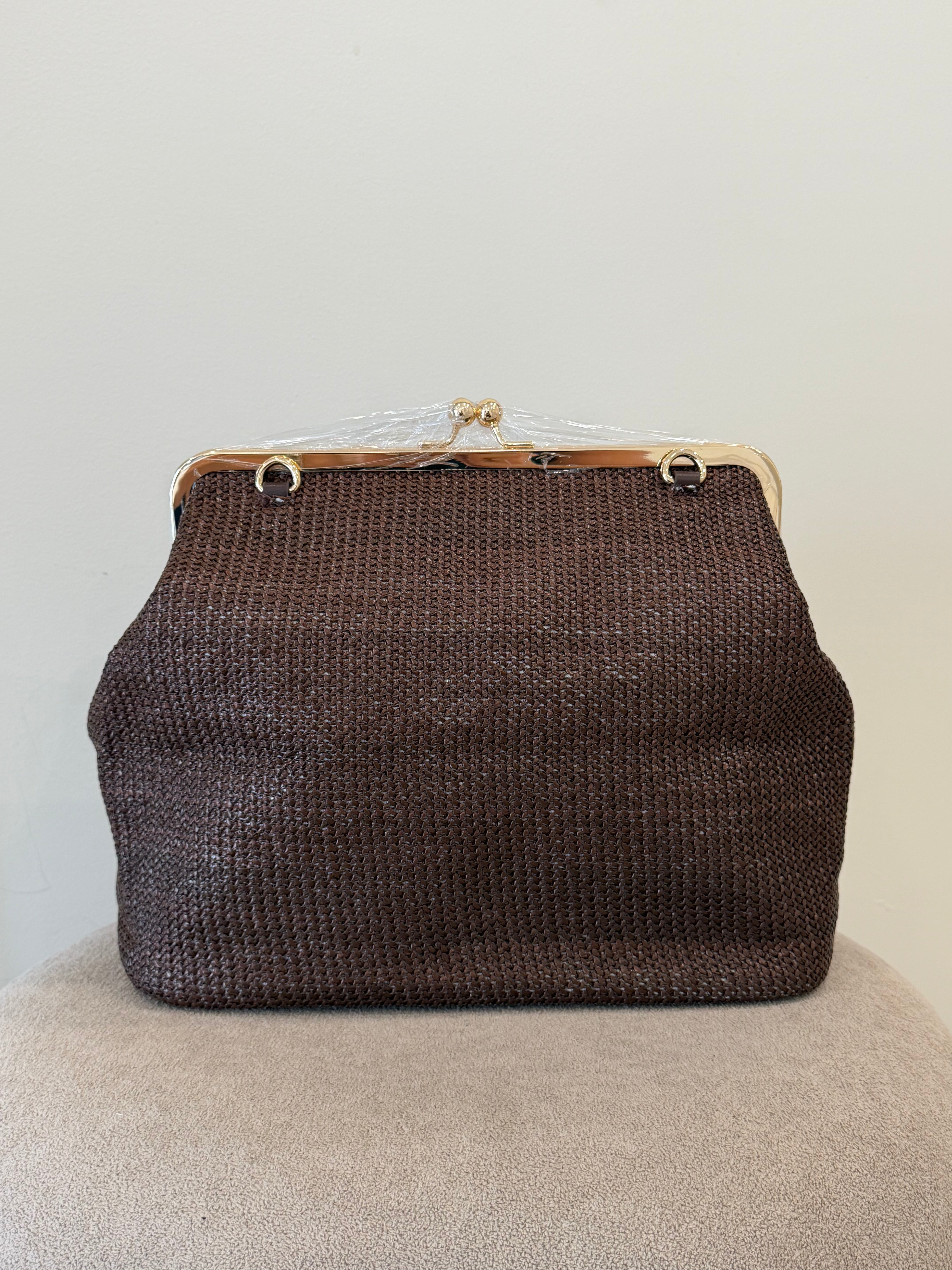 CRISTINA STRAW COFFEE PURSE - LARGE